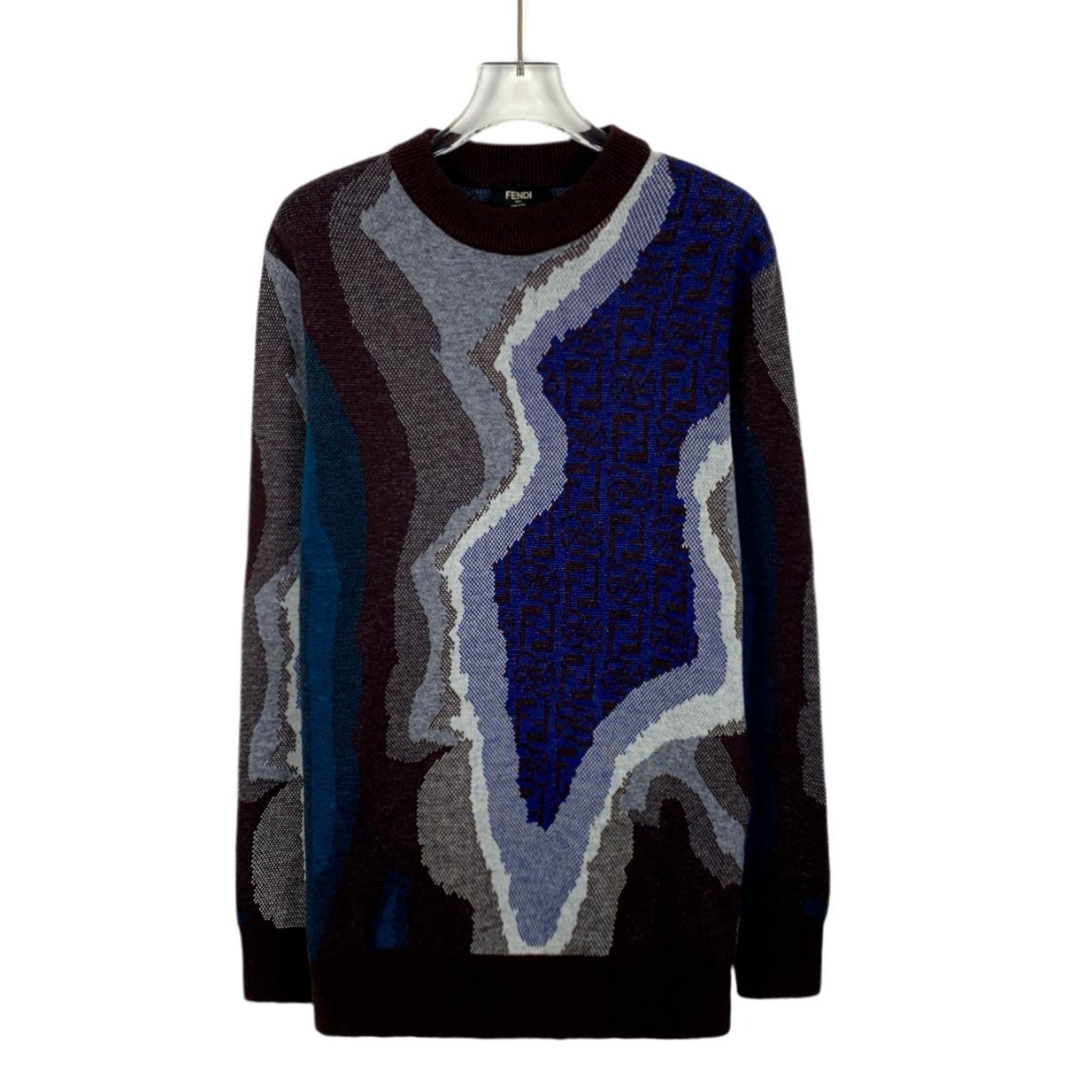 Fendi Fendi Mens Wool Cotton Blend Multicolor Graphic Knit Sweater Size US L / EU 52-54 / 3 - 1 Thumbnail
