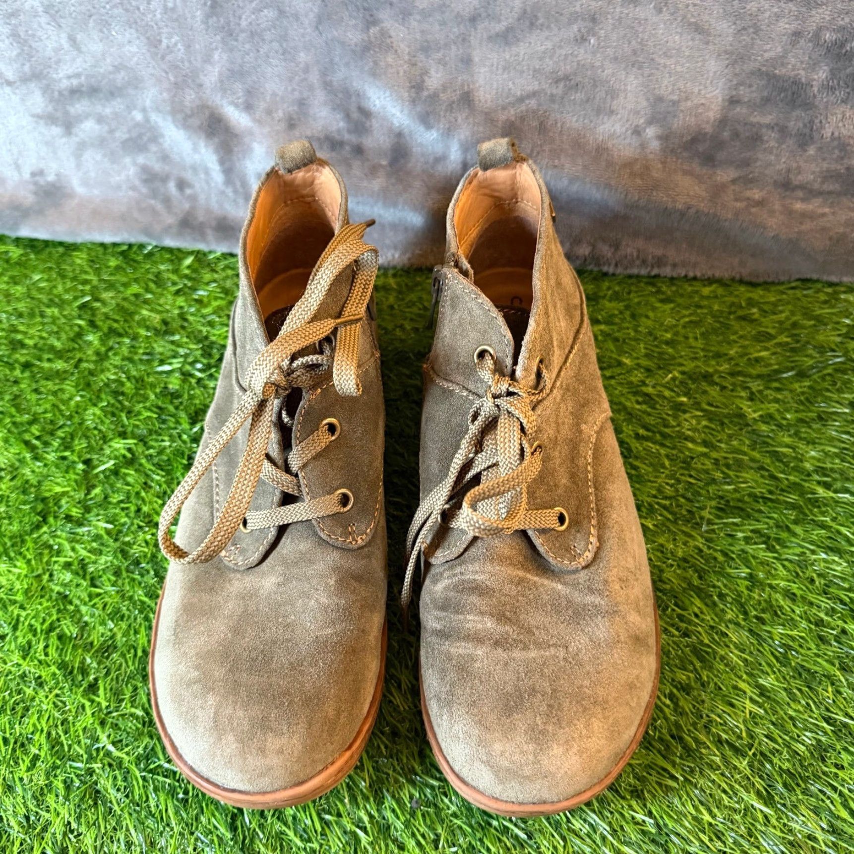 Vintage Comfortiva Align Olive Green Suede Weatherproof Ankle Boots Side Zip Womens 7M Size US 7 / IT 37 - 4 Thumbnail