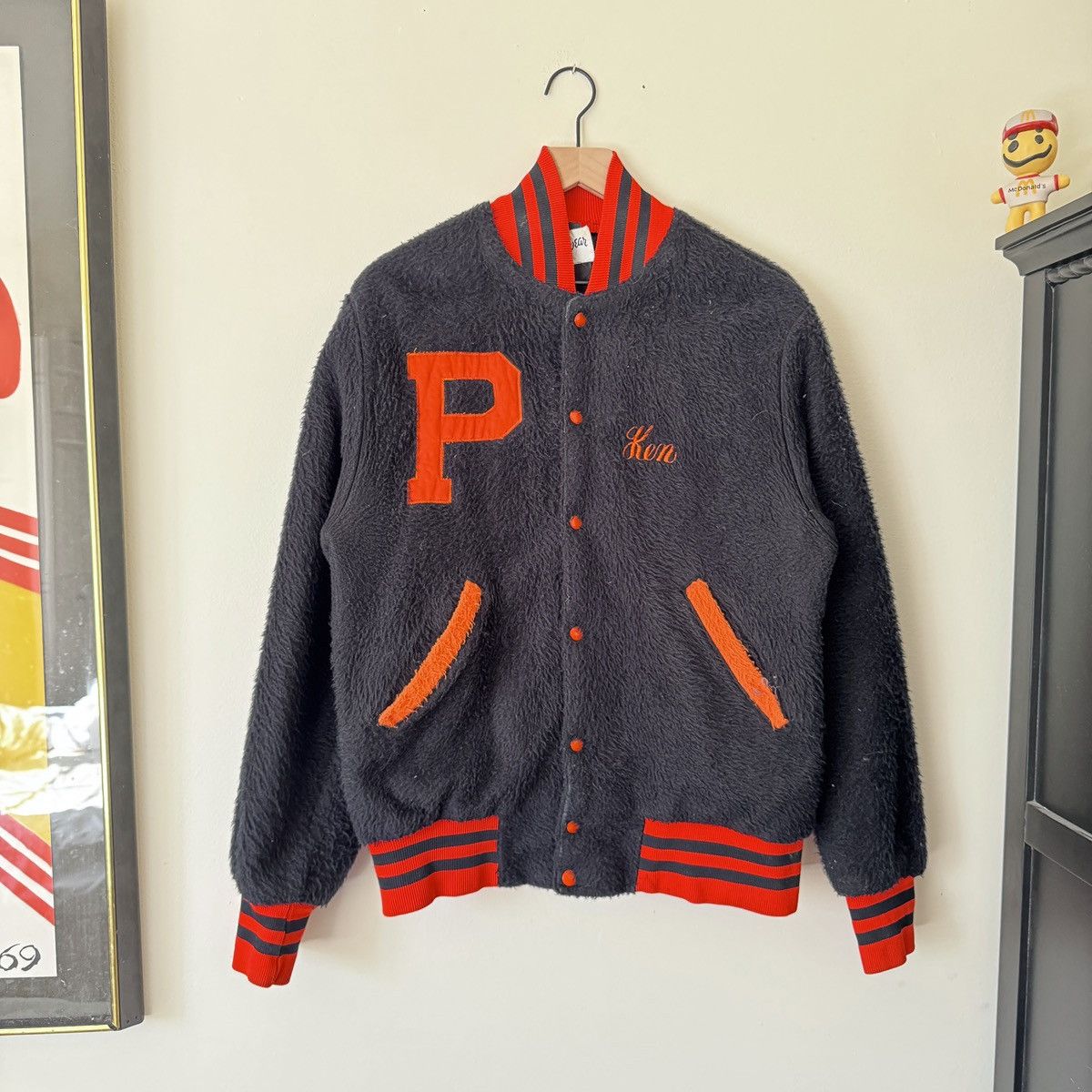 Vintage 60s Sportswear “Falcons Wrestling” Fur Jacket Size US L / EU 52-54 / 3 - 2 Thumbnail