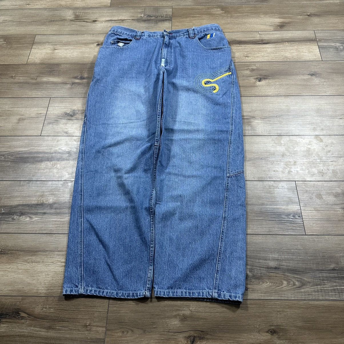 Other 2000s Y2K Source Clothing Co. Wide Leg Embroidered Jeans Size US 40 / EU 56 - 2 Thumbnail
