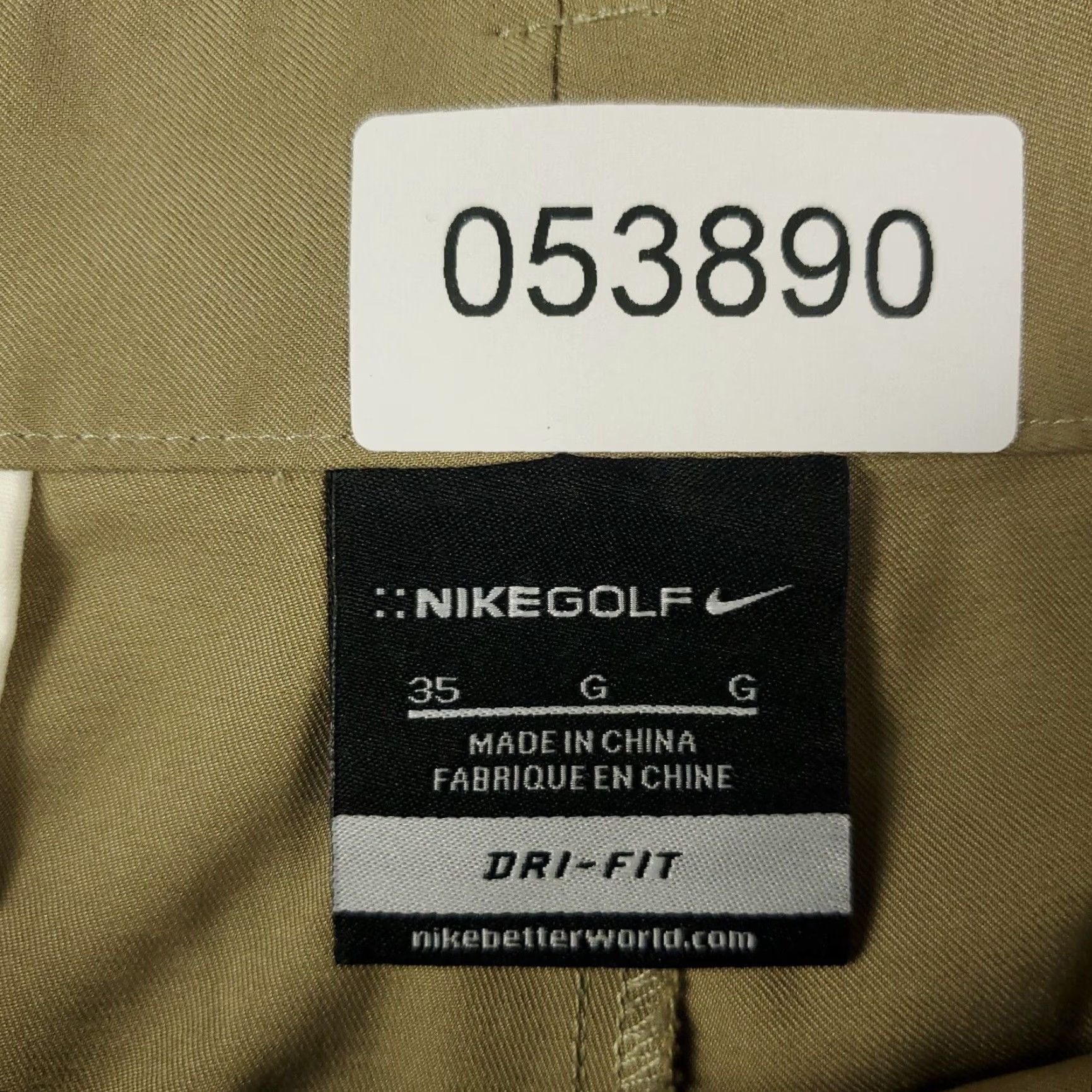 Nike Nike Shorts Mens 35 Beige Dri Fit Chino Flat Front Casual Sports Logo 90s? (No N/A) Size US 35 - 8 Thumbnail