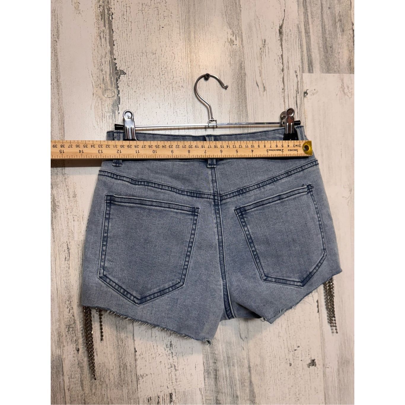 Forever 21 Forever 21 Rhinestone Fringe High-Rise Denim Shorts Size 26 Size 26" / US 2 / IT 38 - 10 Thumbnail