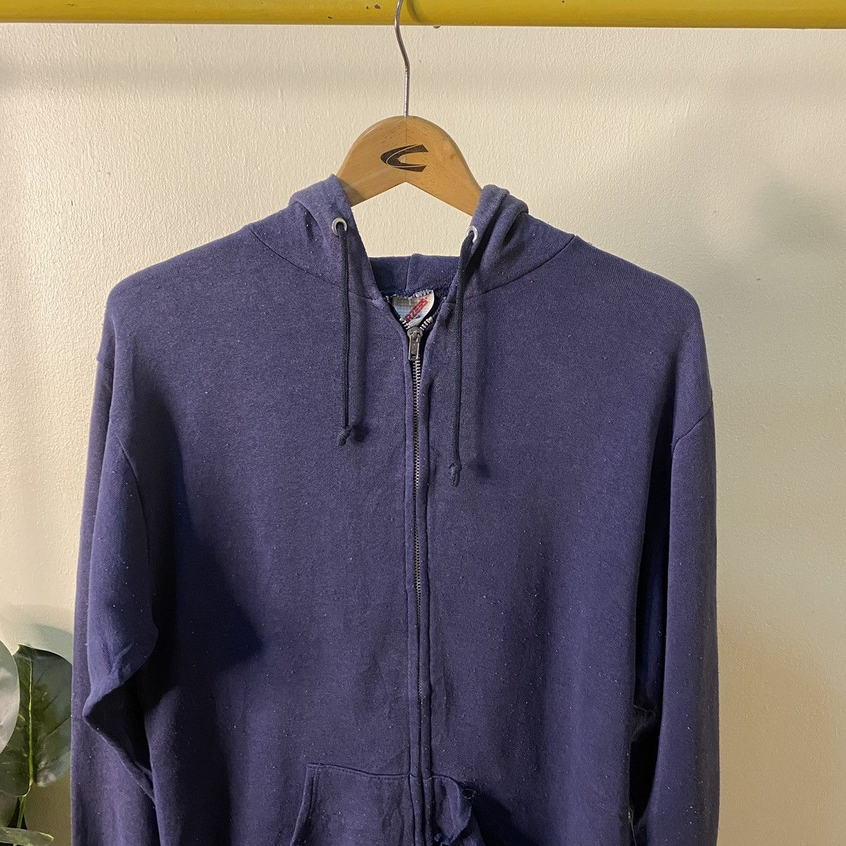 Russell Athletic × Vintage Vintage 90s Jerzees Navy Blank Zip Up Hoodie Made in USA Size US M / EU 48-50 / 2 - 2 Thumbnail