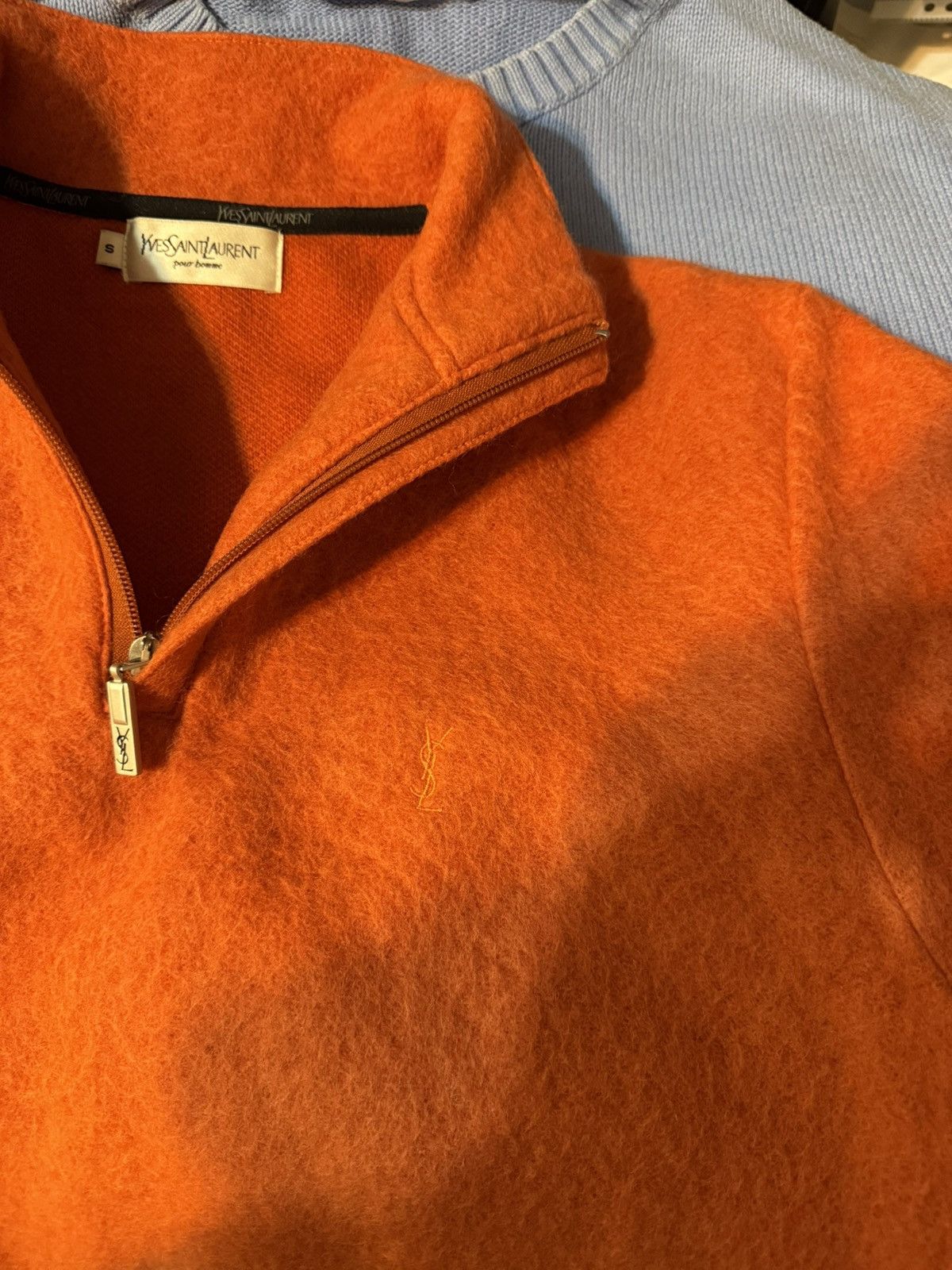 Yves Saint Laurent Wool YSL Sweatshirt 1/4 Quarter Zip Orange Soft Sweater 90s Size US S / EU 44-46 / 1 - 7 Thumbnail