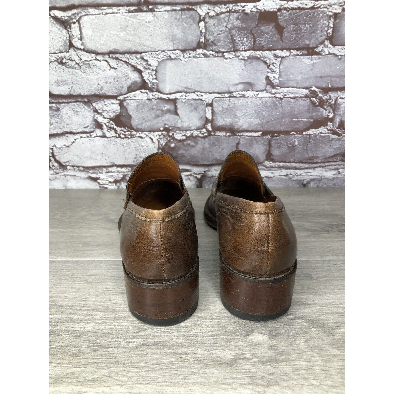 Other Elisheba Brown Leather Penny Loafer Pointed Toe Heel Shoes W Size US 6.5 / IT 36.5 - 3 Thumbnail