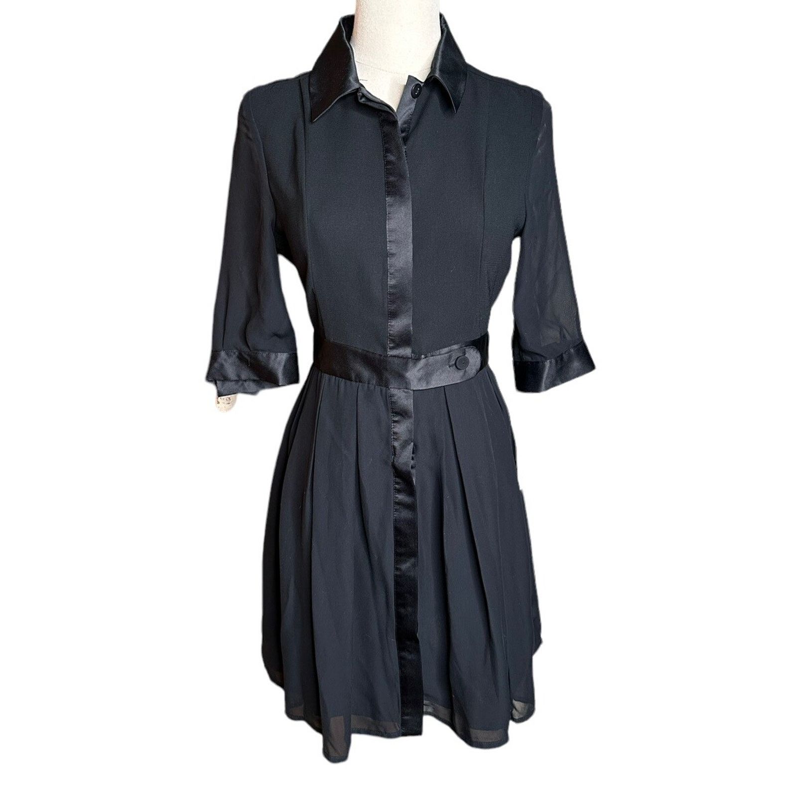 Other Jonathan Saunders Tuxedo Dress Black Chiffon Collared Size 5 Size XS / US 0-2 / IT 36-38 - 1 Thumbnail