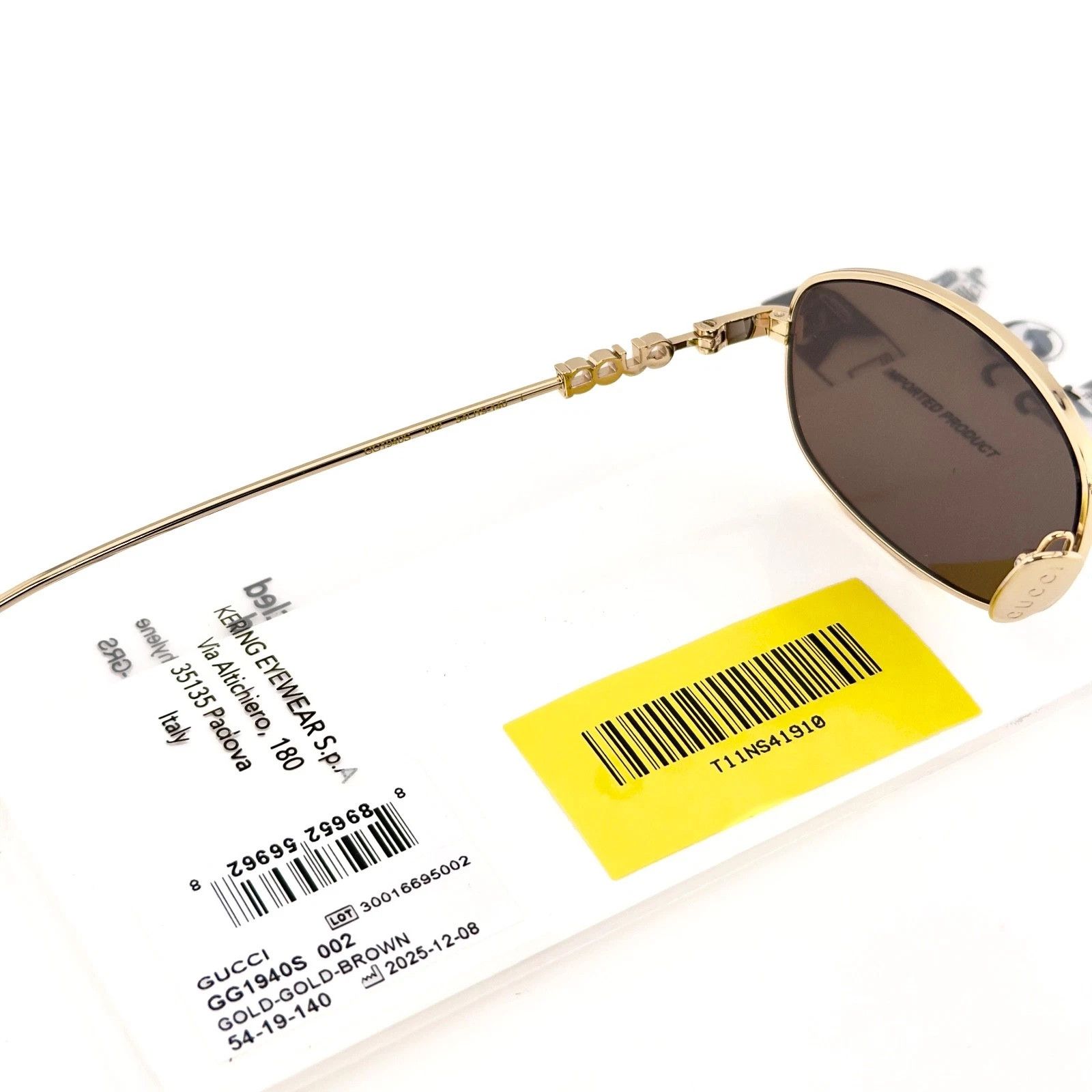 Gucci GUCCI GG1940S 1940 Gold Brown 002 Oval Narrow Sunglasses Size ONE SIZE - 6 Thumbnail