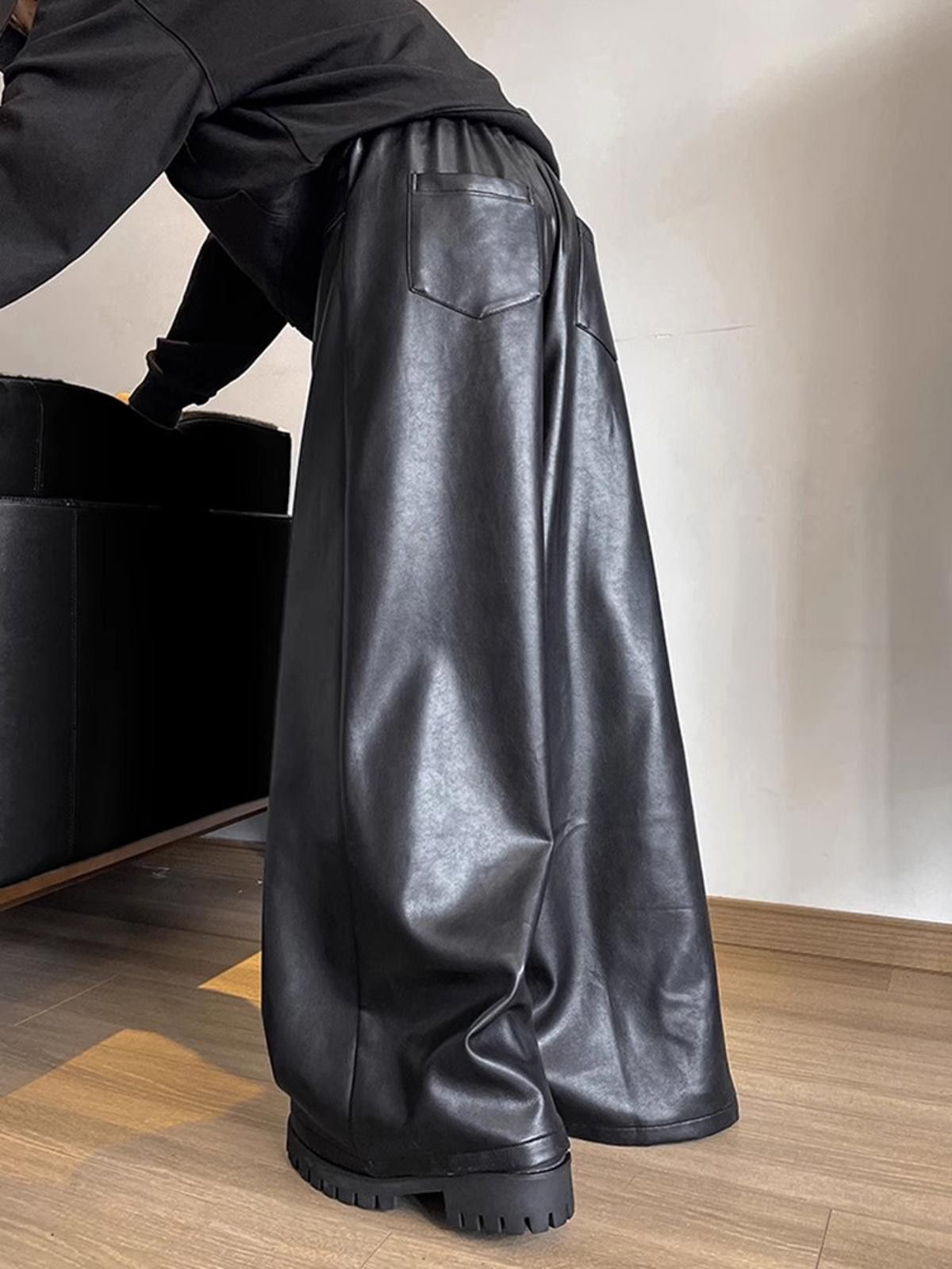 Leather Faux Leather Wide-Leg Pants Size US 32 / EU 48 - 4 Thumbnail
