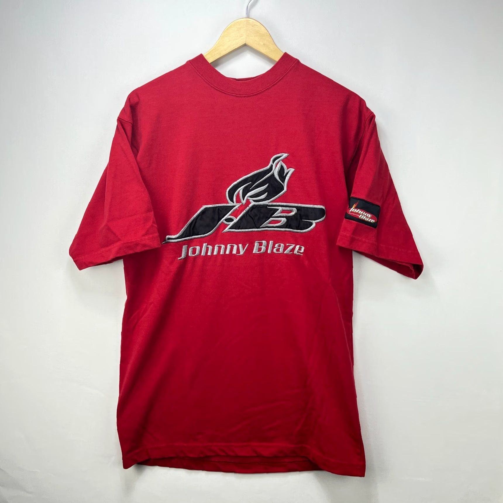 VINTAGE Johnny Blaze Hip Hop T-Shirt Large Red Affliction Men’s T-Shirt 90s Concert Method Man}