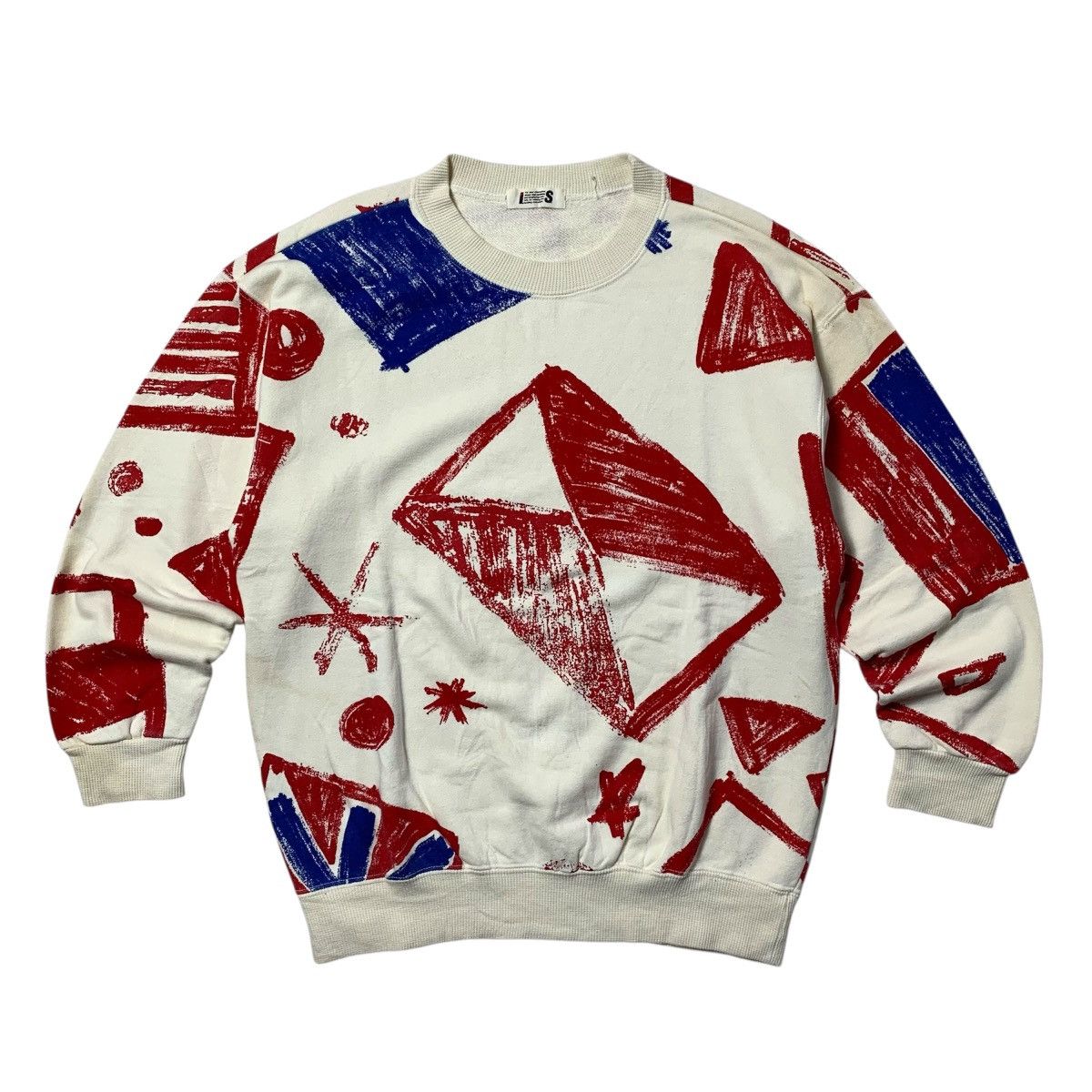 Issey Miyake Vintage 90s Issey Miyake Calk Painted Abstract Sweetshirt Size US M / EU 48-50 / 2 - 2 Thumbnail