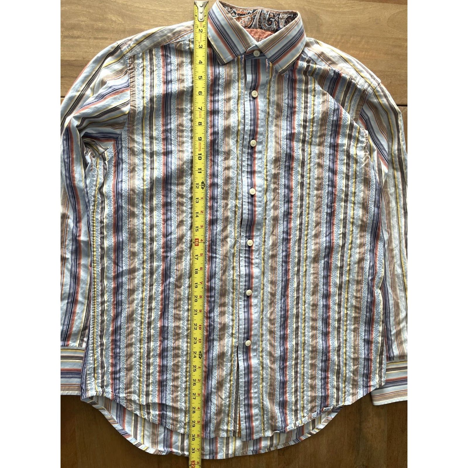 Robert Graham Robert Graham Striped Shirt Mens Medium Long Sleeve Button-Up Embroidered Colorful Casual Formal Size US M / EU 48-50 / 2 - 7 Thumbnail