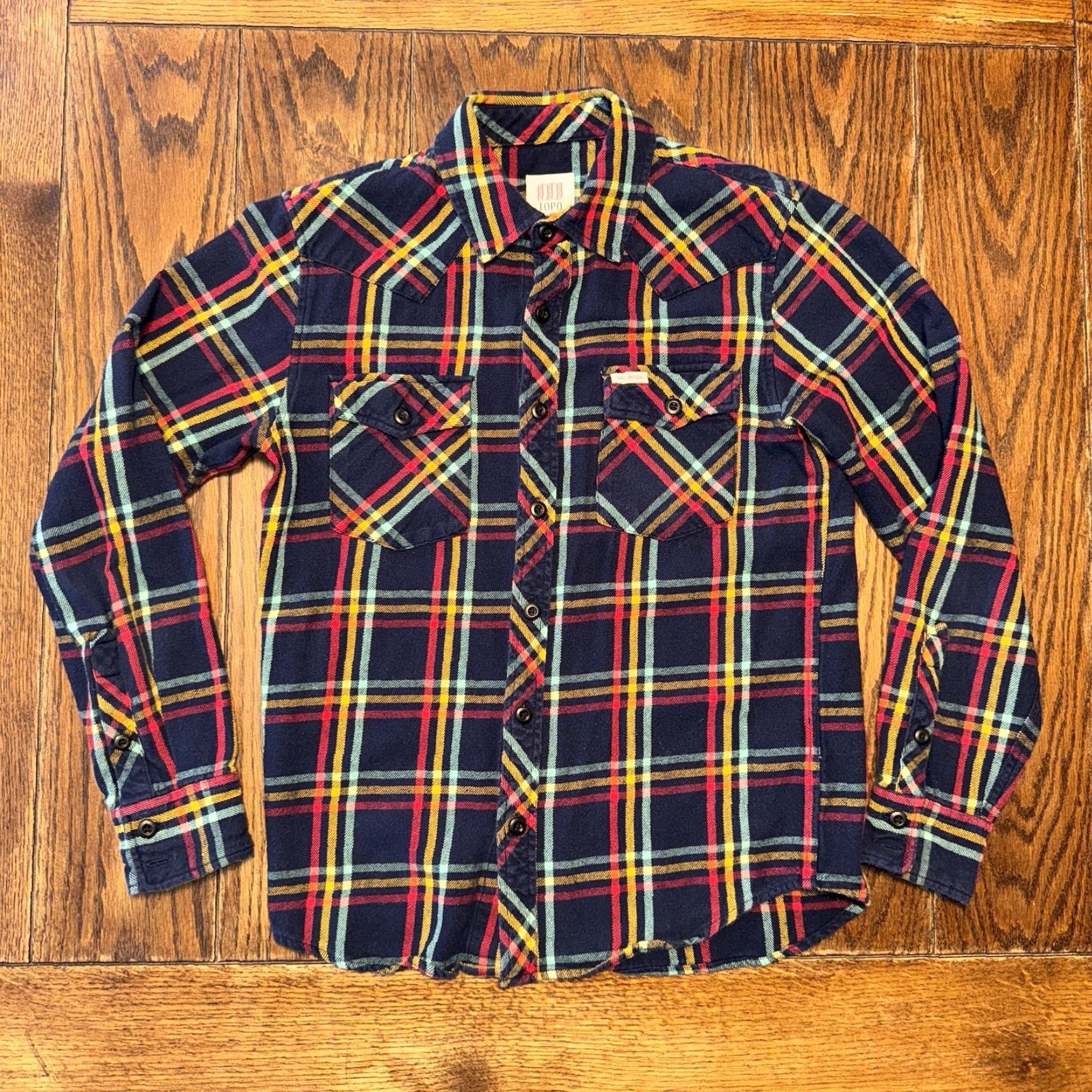 Topo Designs Topo Designs Mountain Flannel Shirt Mens Size Small Navy Blue Plaid Pockets Button-Up Cotton Workwear Long Sleeve Vintage? No Size US S / EU 44-46 / 1 - 2 Thumbnail