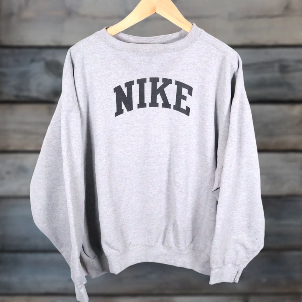 Nike VINTAGE Nike Sweatshirt Men's 3XL Gray Crewneck Heavyweight Spell Out 90s Retro Size US XXL / EU 58 / 5 - 1 Thumbnail