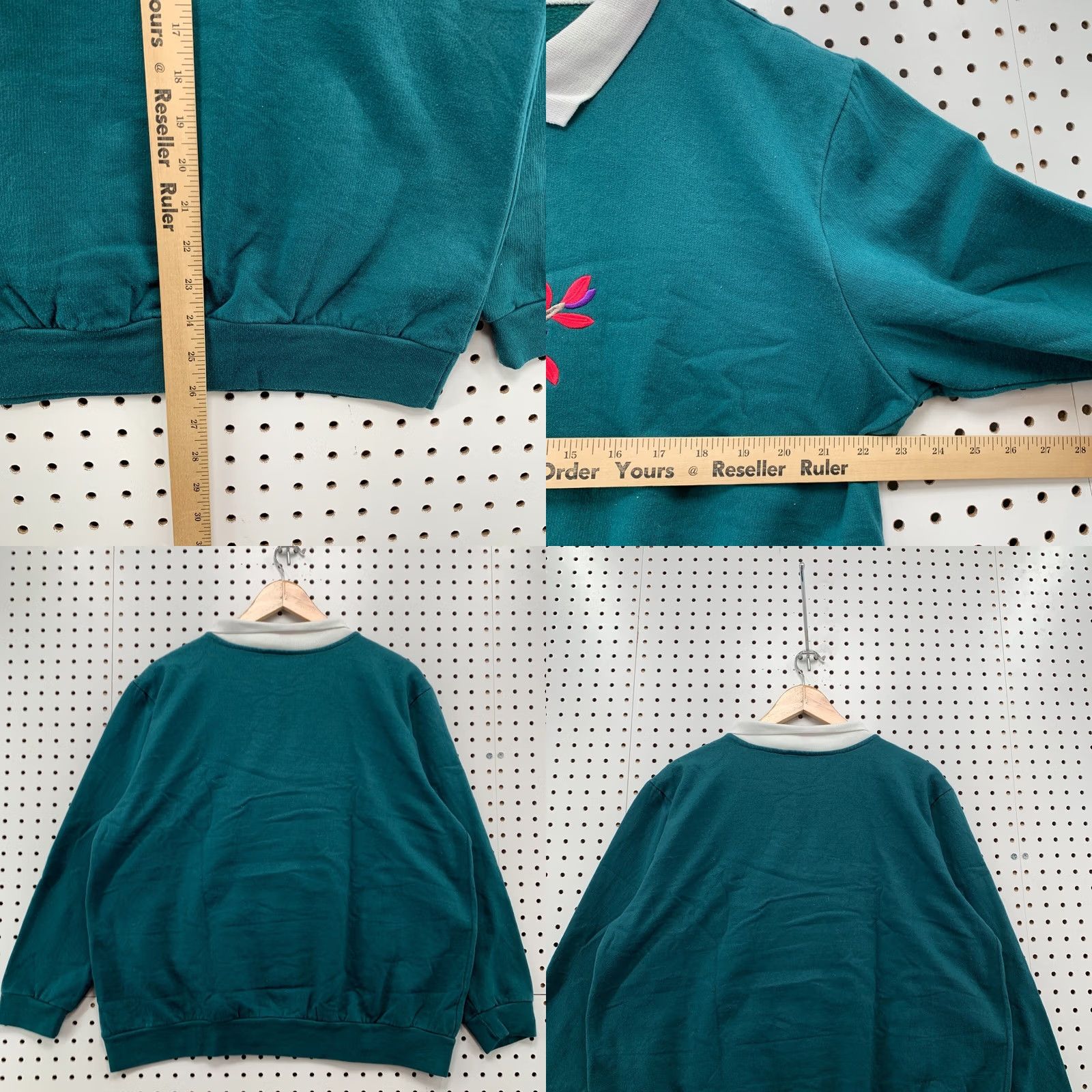 Vintage Anthony Richards Collared Grandma Sweater Green Embroidered Birds Women XL 23x26 Size XL / US 12-14 / IT 48-50 - 8 Thumbnail