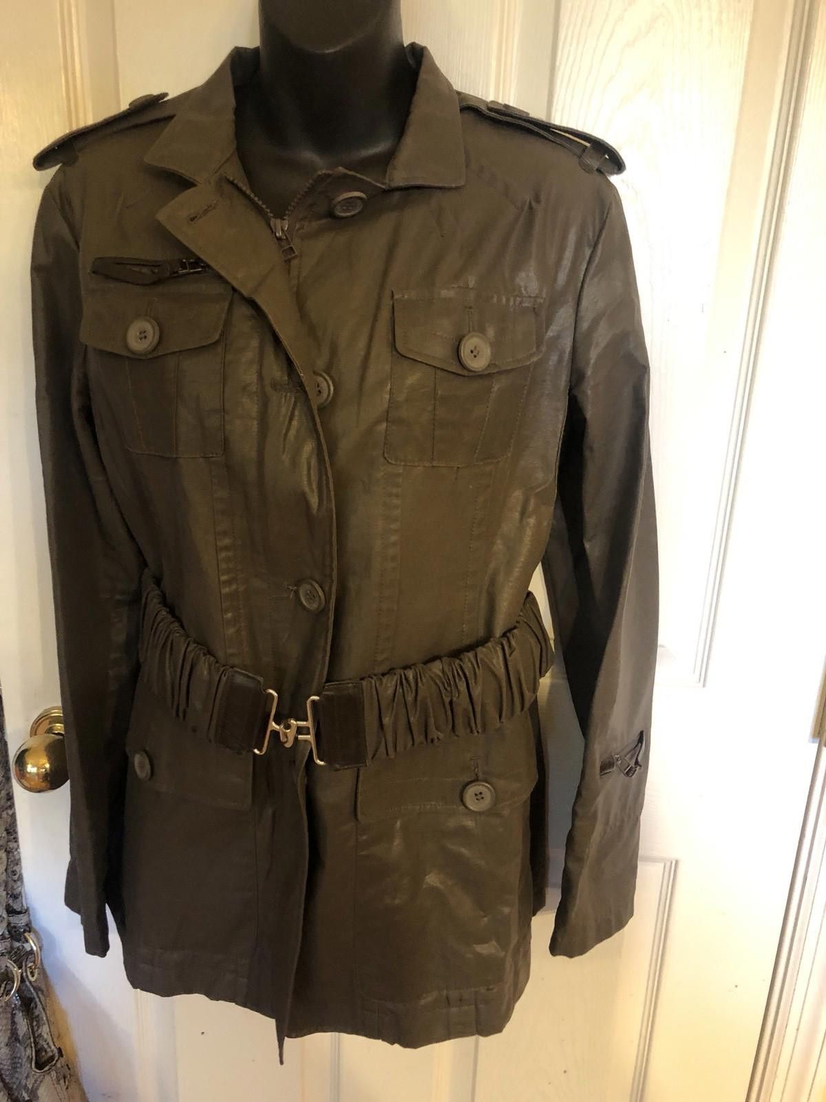 Rudsak Shiny Khaki Military Style Jacket Sz L
