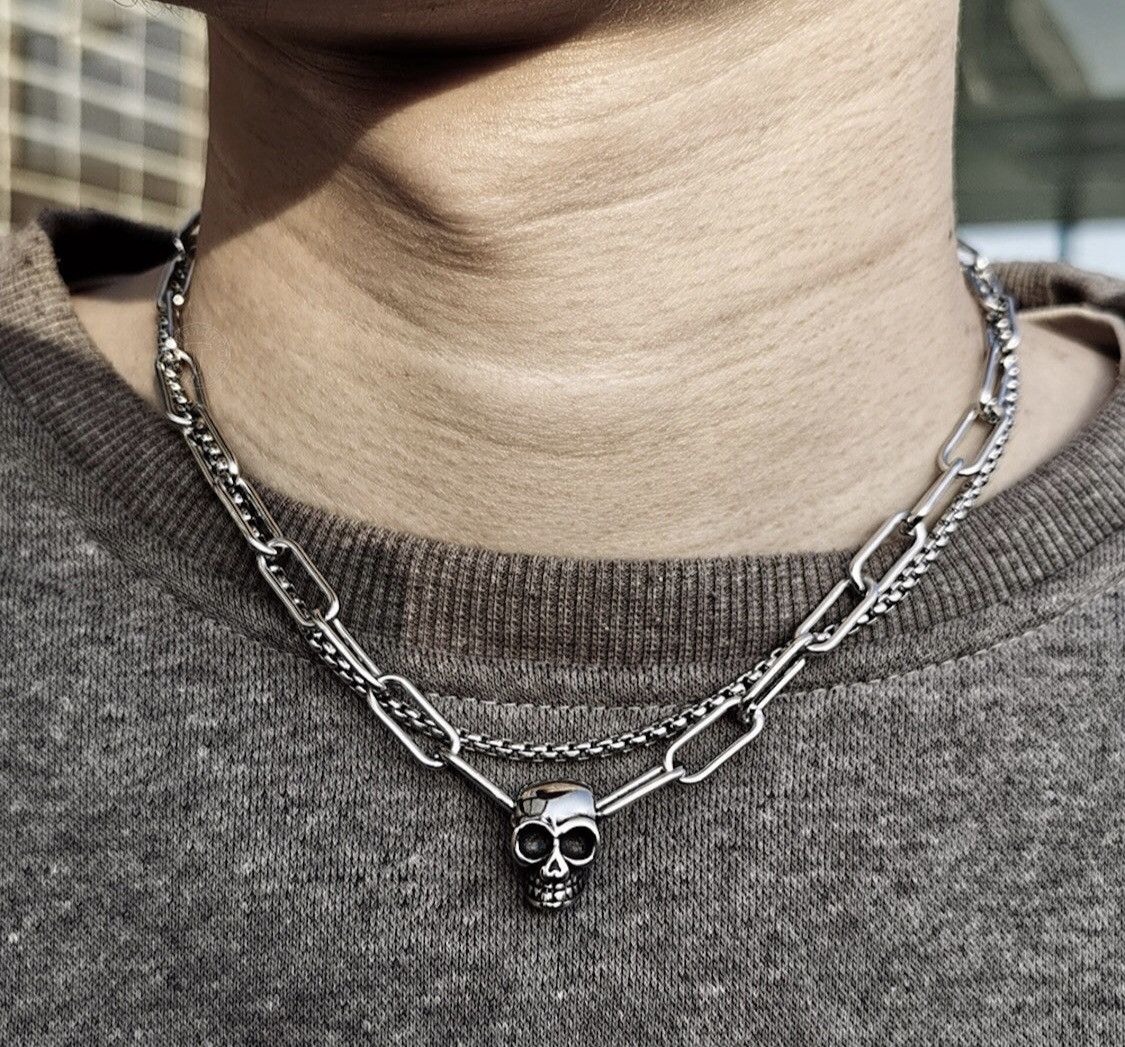 Jewelry Skull Layer Pendant Chain Necklace Size ONE SIZE - 1 Thumbnail