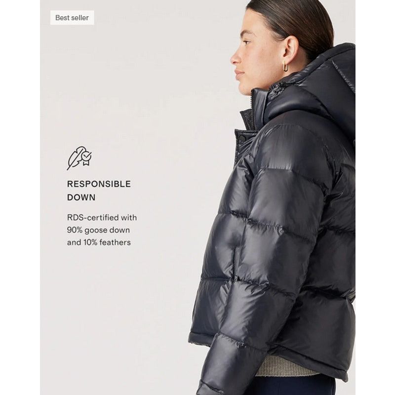 Quince QUINCE Down Cropped Puffer Jacket Black Size S NWT Size S / US 4 / IT 40 - 4 Thumbnail