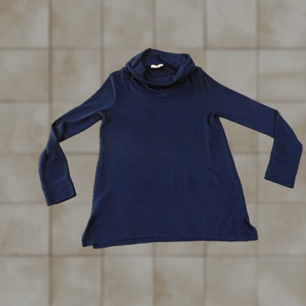 Loft LOFT Outlet Sweater Womens XS Navy Cowl Neck Long Sleeve Rayon Blend Pullover Size XS / US 0-2 / IT 36-38 - 1 Thumbnail