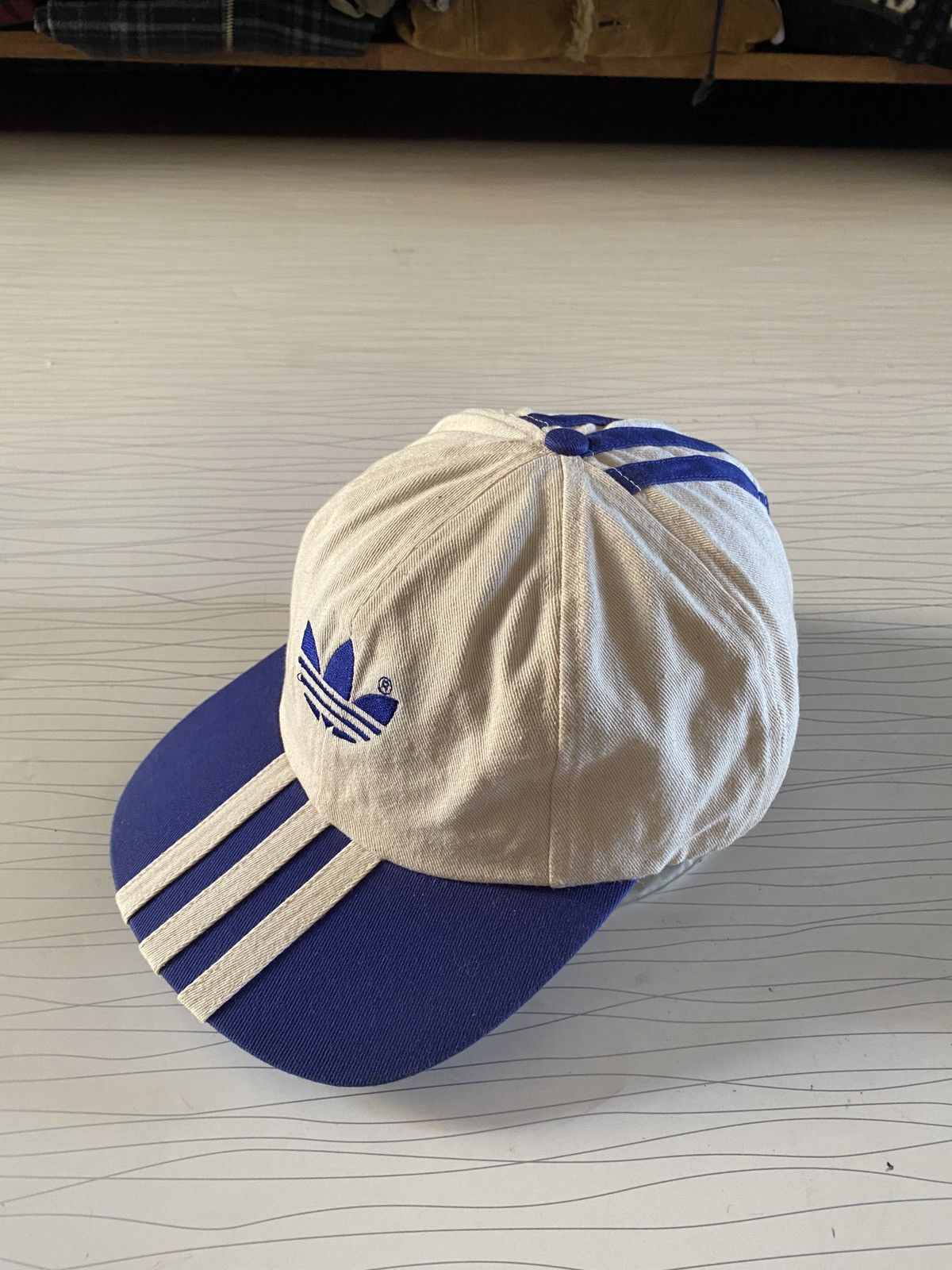 Adidas Vintage Adidas White Blue Cap Hat Size ONE SIZE - 3 Thumbnail