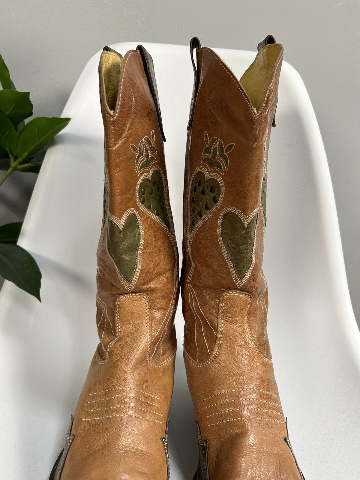 Cowboy Equipment × Leather × Vintage Vintage brown cowboy boots rare Size US 7 / IT 37 - 12 Thumbnail