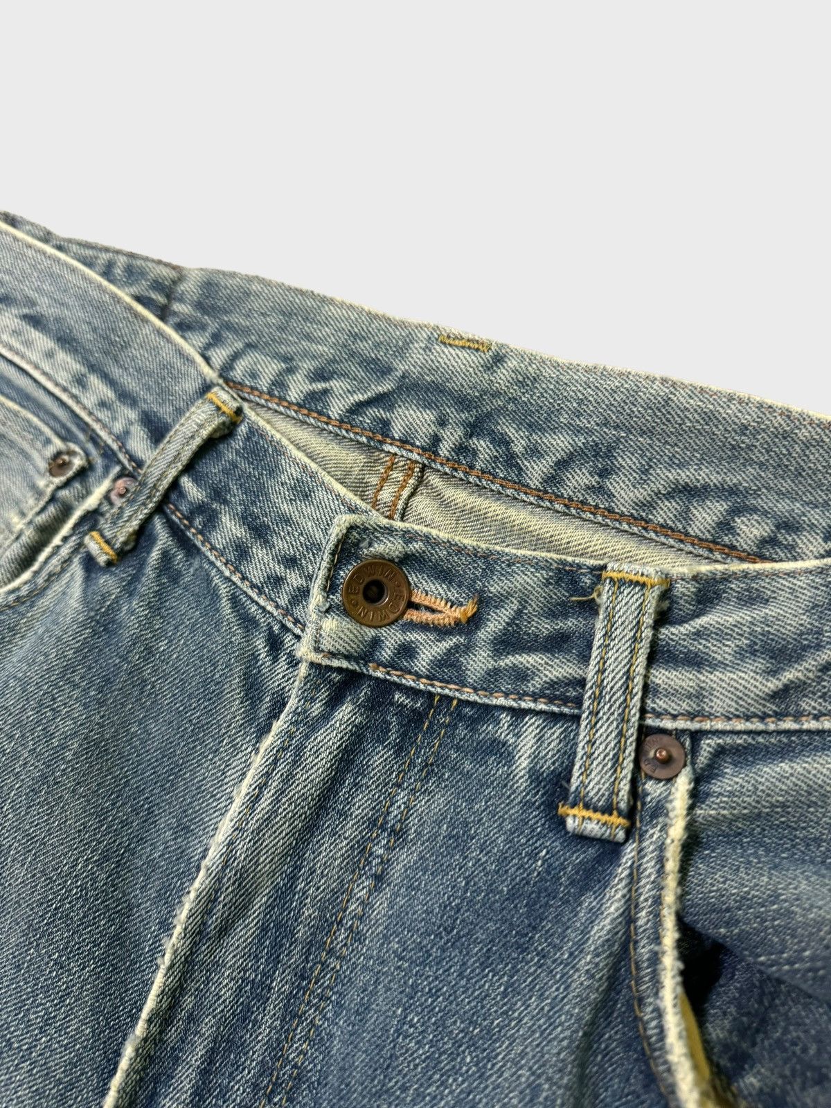 Japanese Brand Vintage Distressed Baggy Edwin 505 Selvedge Thrashed Jeans Size US 30 / EU 46 - 6 Thumbnail
