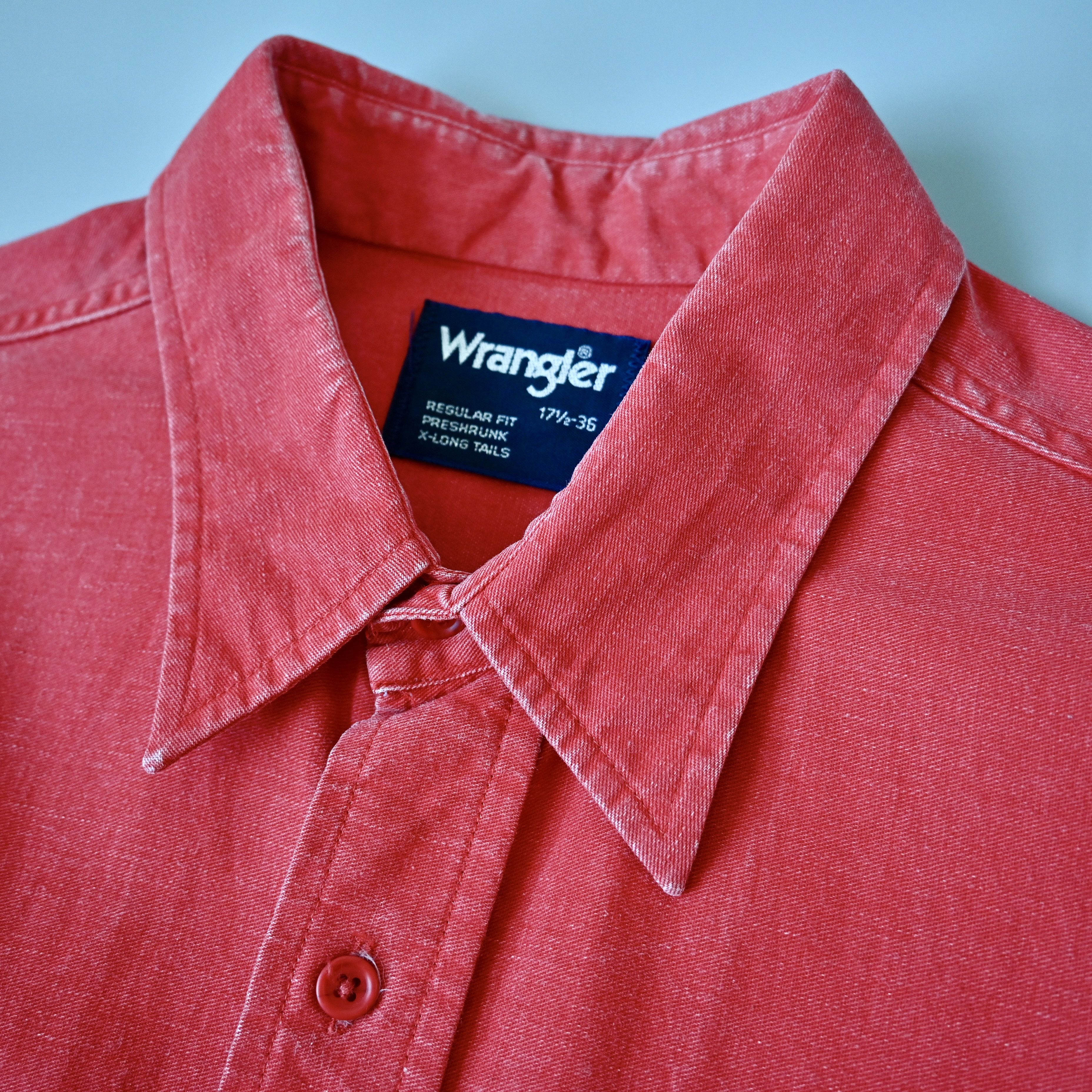 Vintage VTG Wrangler Brushpopper shirt Aztec Navajo poppy red 17.5 Size US XL / EU 56 / 4 - 5 Thumbnail