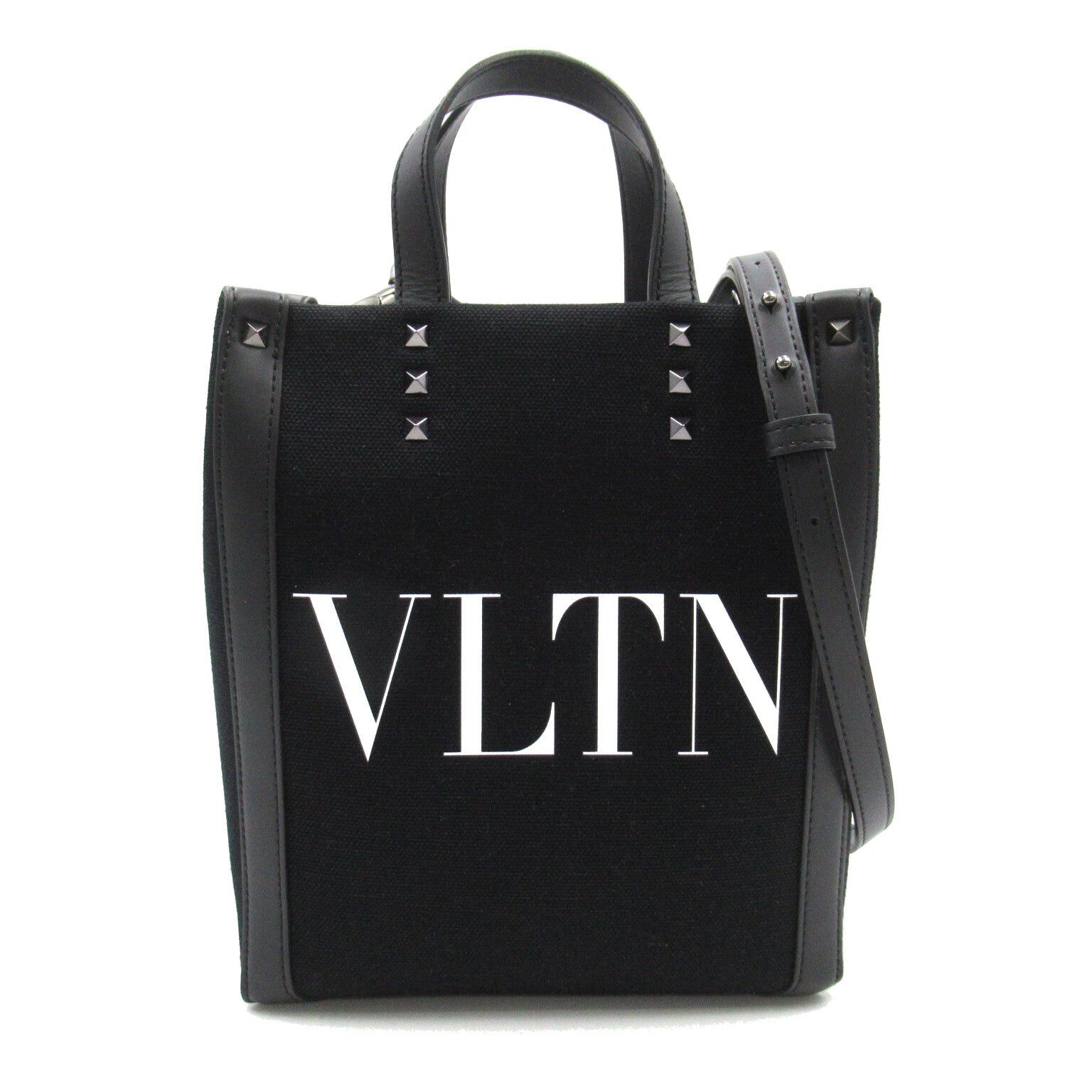 Valentino Valentino Shoulder Bag Canvas Leather Black Nero Bianco Size ONE SIZE - 1 Thumbnail