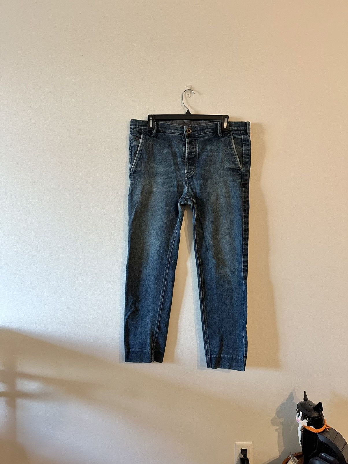 Diesel Diesel Blue Slim Chino Denim Dark Wash Welt Back 34 Jeans Size US 34 / EU 50 - 1 Thumbnail