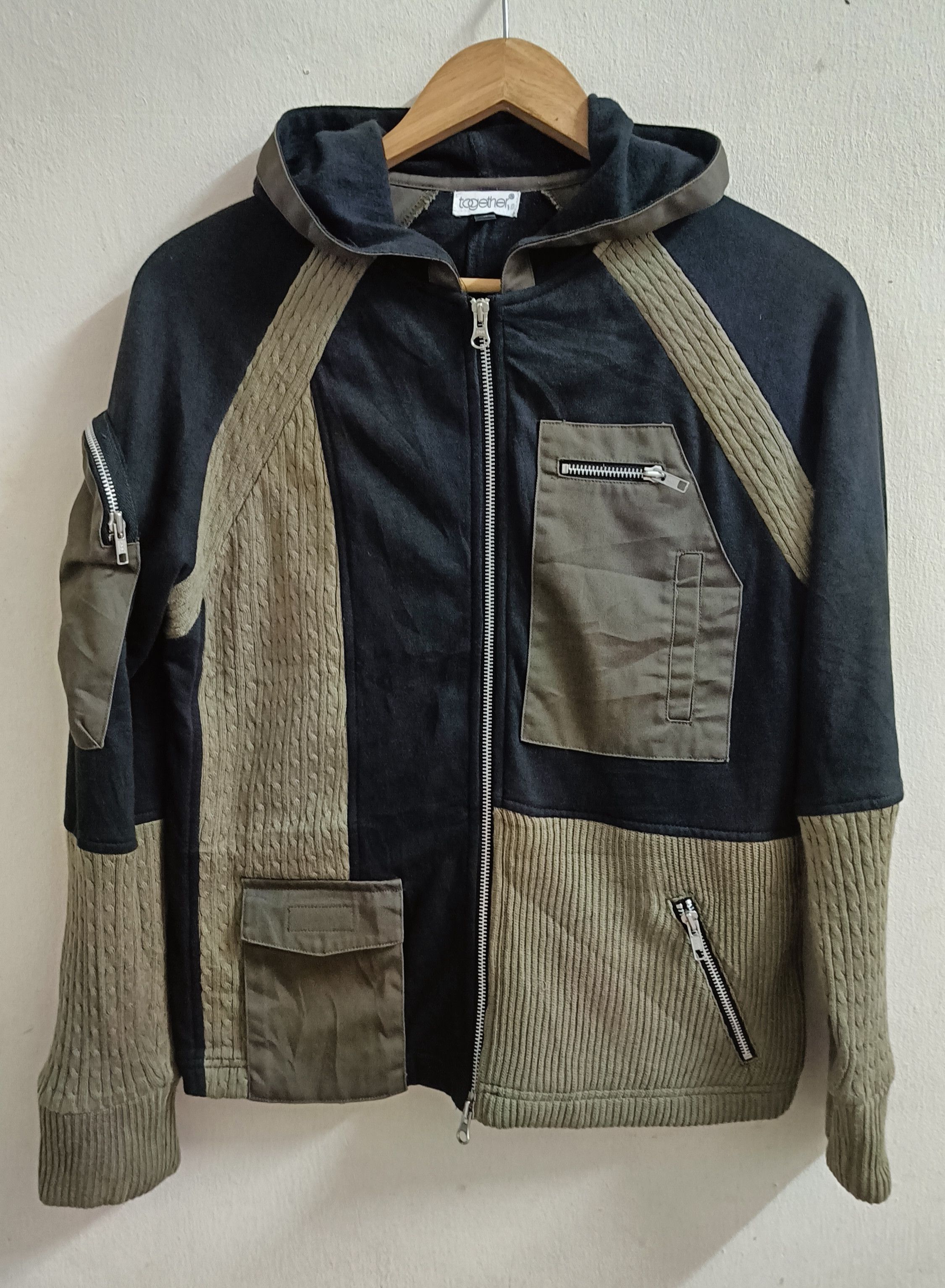 image of Designer Hoodie Knitwear Together in Green/Black, Men's (Size Medium)