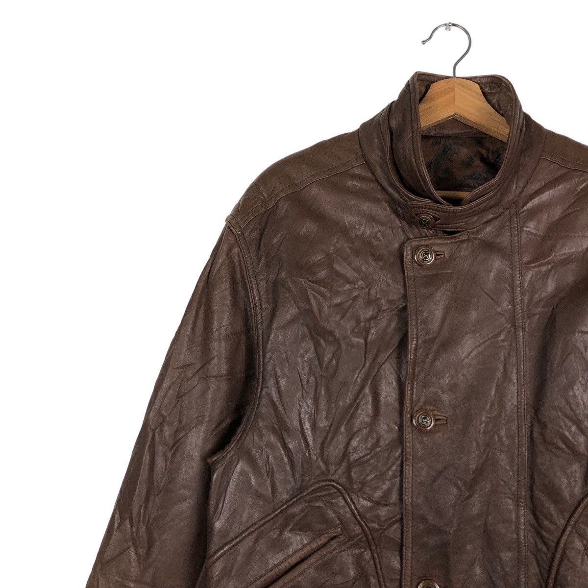 Japanese Brand 🔥Vtg Biker Leather Jacket Moare Japan Issey Miyake Size US M / EU 48-50 / 2 - 7 Thumbnail