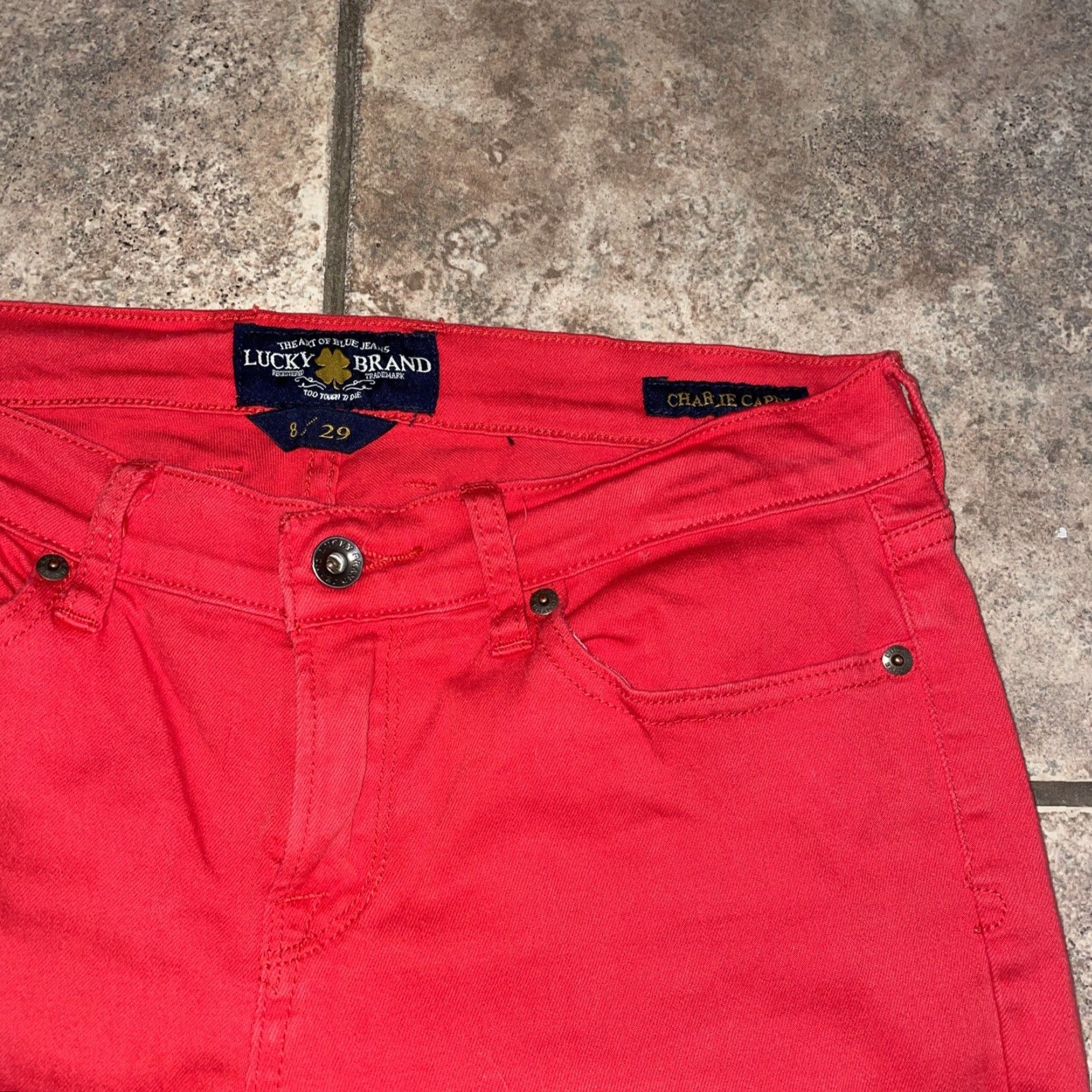 Lucky Brand Lucky Brand Charlie Capri Jeans Red 8x29 Womens Size 8 Capri MPN 8X29 Size 30" / US 8 / IT 44 - 2 Thumbnail