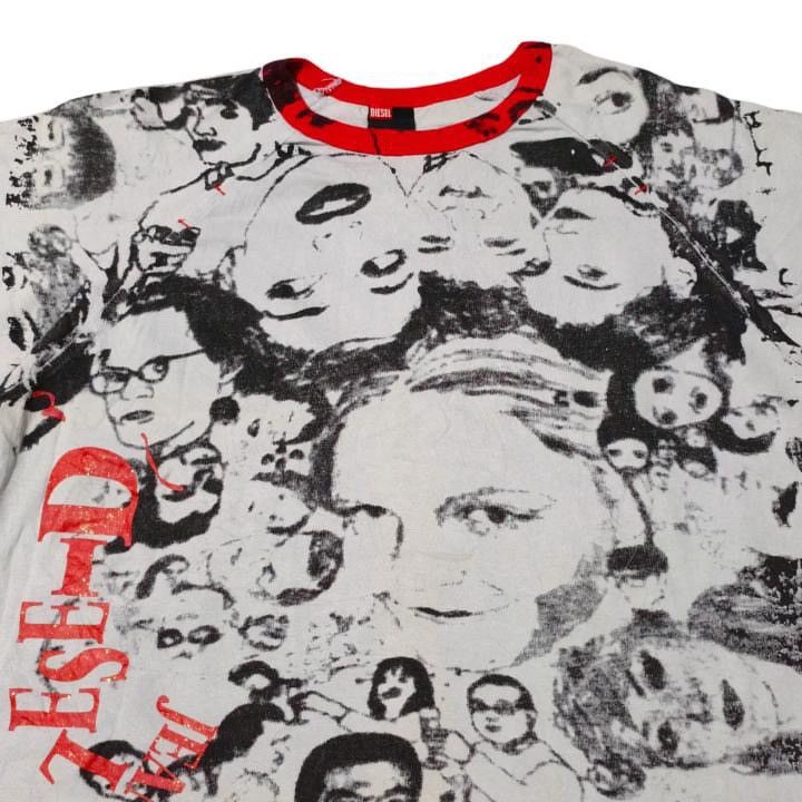 Designer × Diesel RARE Vintage Diesel Jeans Art Faces Y2K Tshirt Size US M / EU 48-50 / 2 - 3 Thumbnail