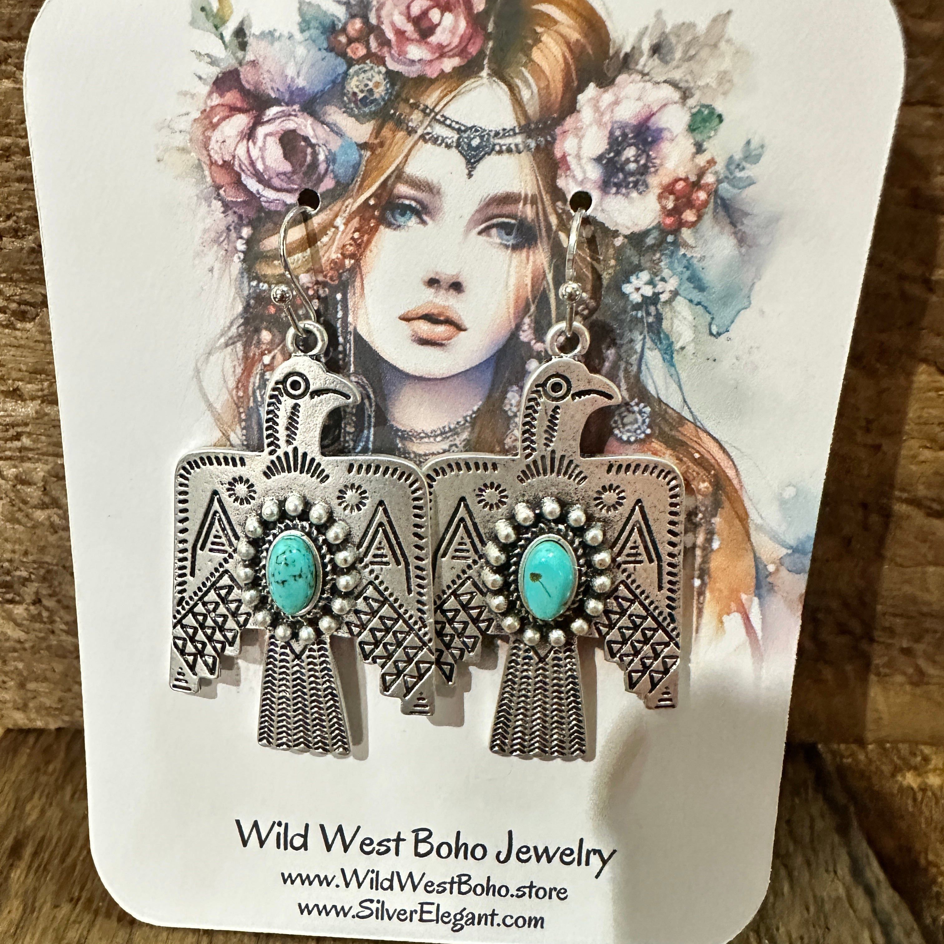 Other Thunderbird Turquoise Earrings , Native American Wire Thunde Size ONE SIZE - 9 Thumbnail