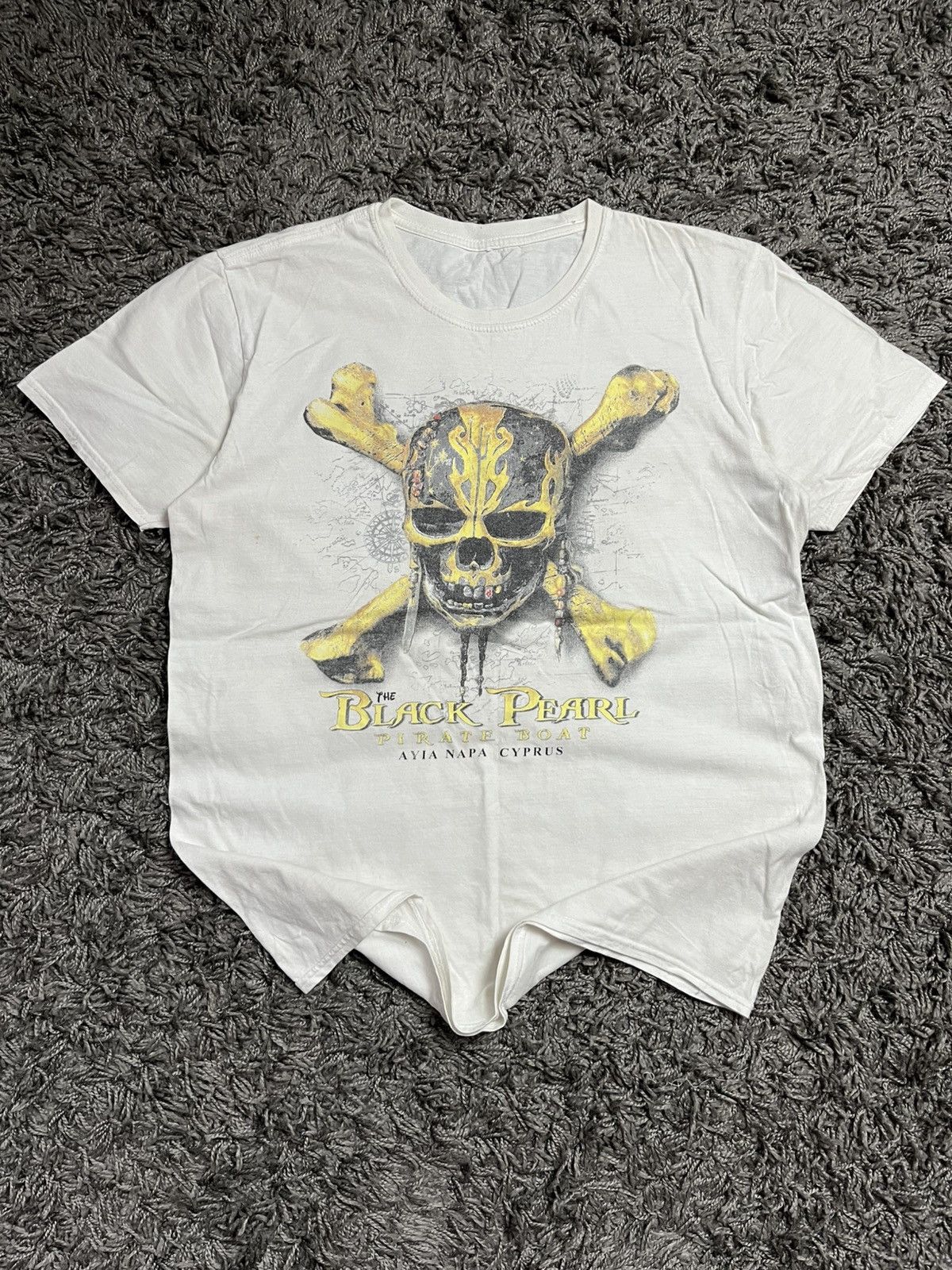 Vintage The Black Pearl Pirate Boat Ayia Napa Skull T-Shirt Size US M / EU 48-50 / 2 - 2 Thumbnail