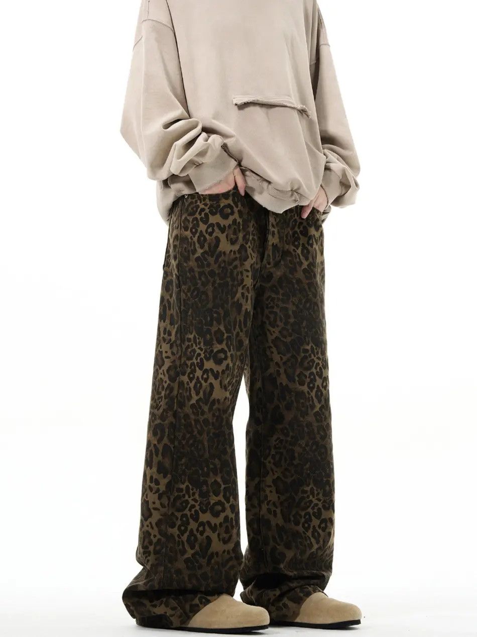 Japanese Brand × Jean Retro loose leopard print high street jeans Size US 32 / EU 48 - 6 Thumbnail