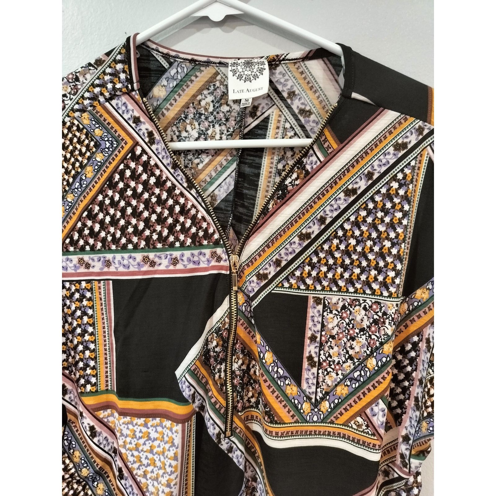 Other Late August Patchwork Zip Front Short Sleeve Top M Size M / US 6-8 / IT 42-44 - 3 Thumbnail