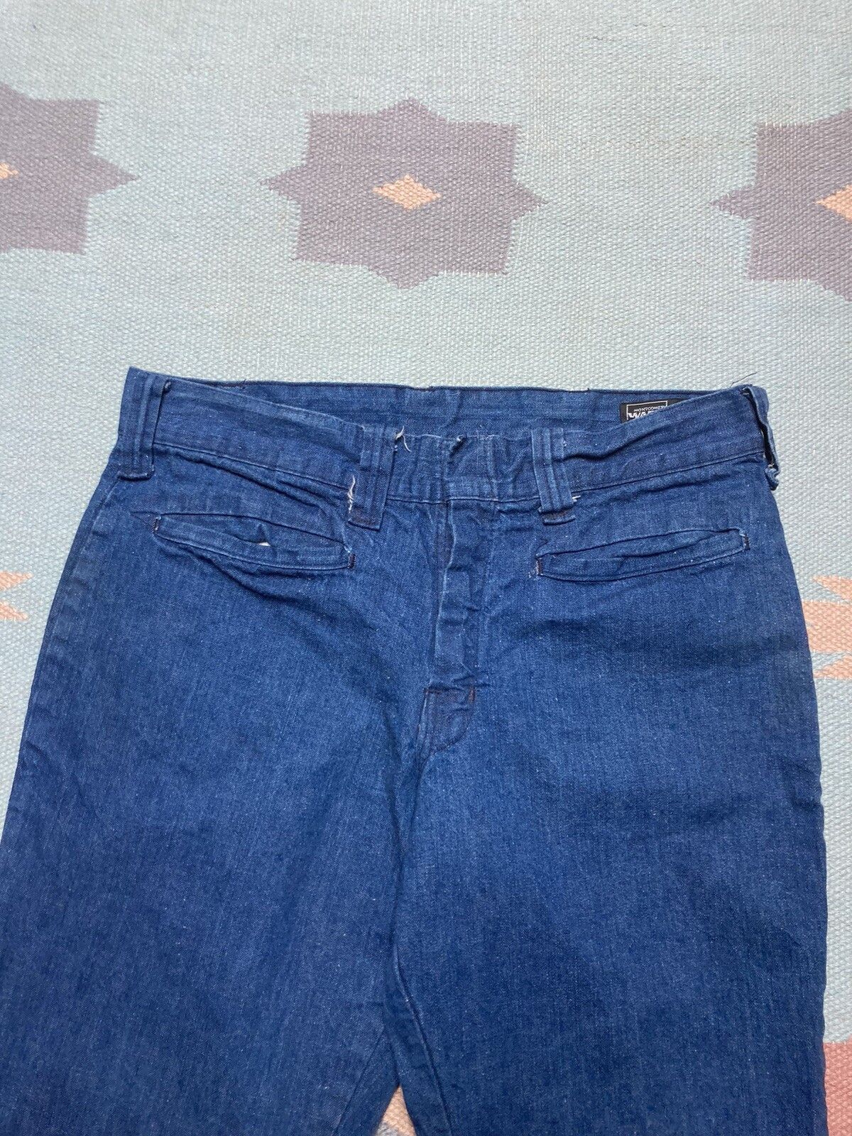 Vintage 70s bell bottom jeans flare Montgomery ward the chain 30x27 Size US 30 / EU 46 - 3 Thumbnail