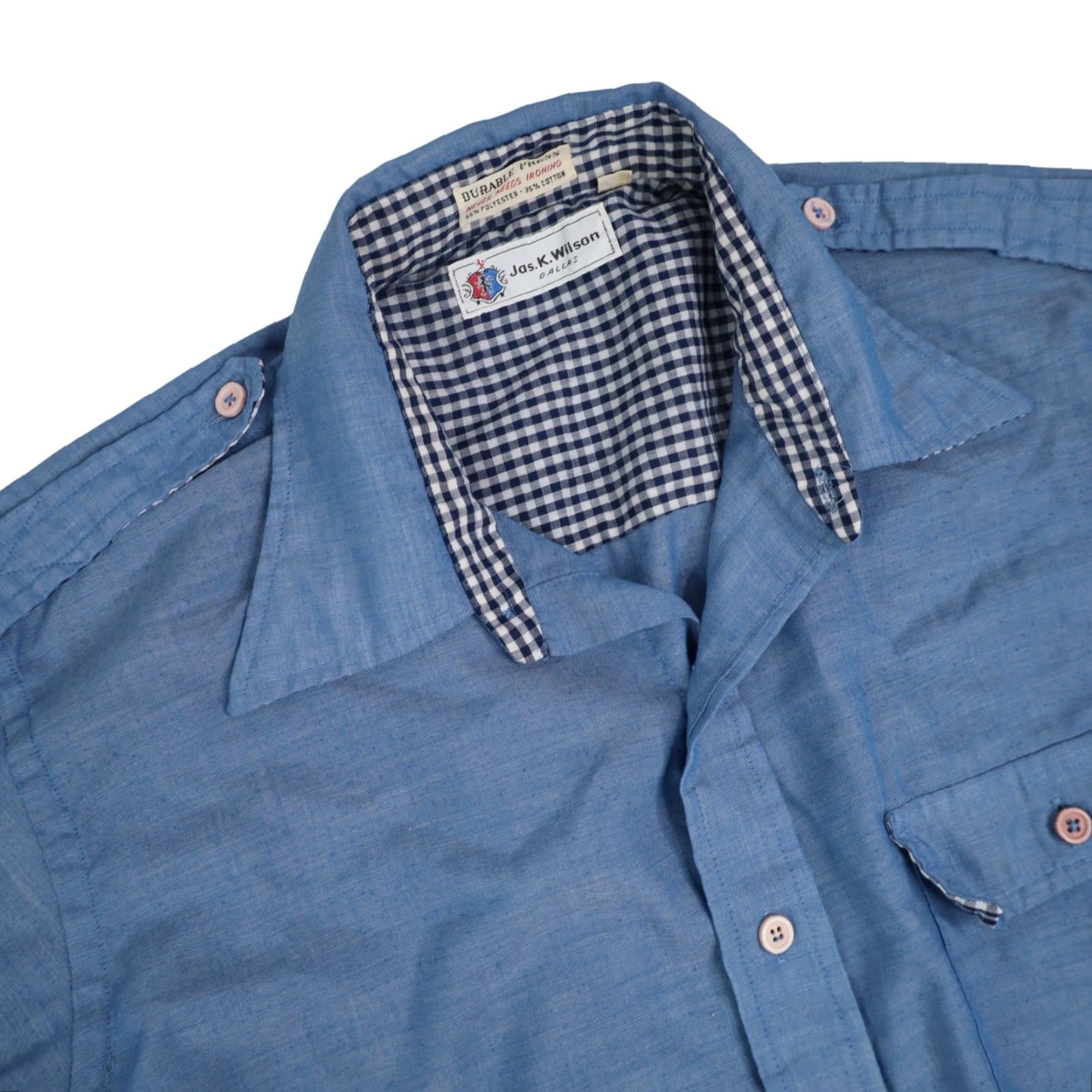 Wilson VINTAGE True 60s Jas. K. Wilson Chambray Work Shirt Blue Mens Large Sleeve Long Style Shirt Size US L / EU 52-54 / 3 - 6 Thumbnail