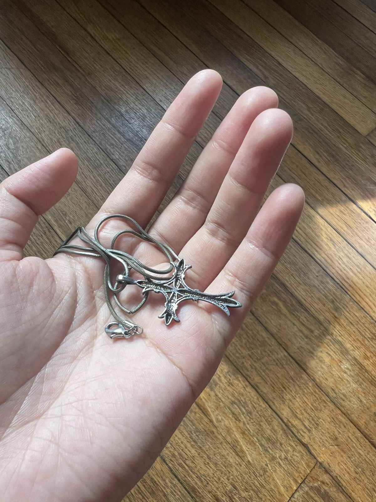 Vintage Sterling silver dainty cross necklace Size ONE SIZE - 3 Thumbnail