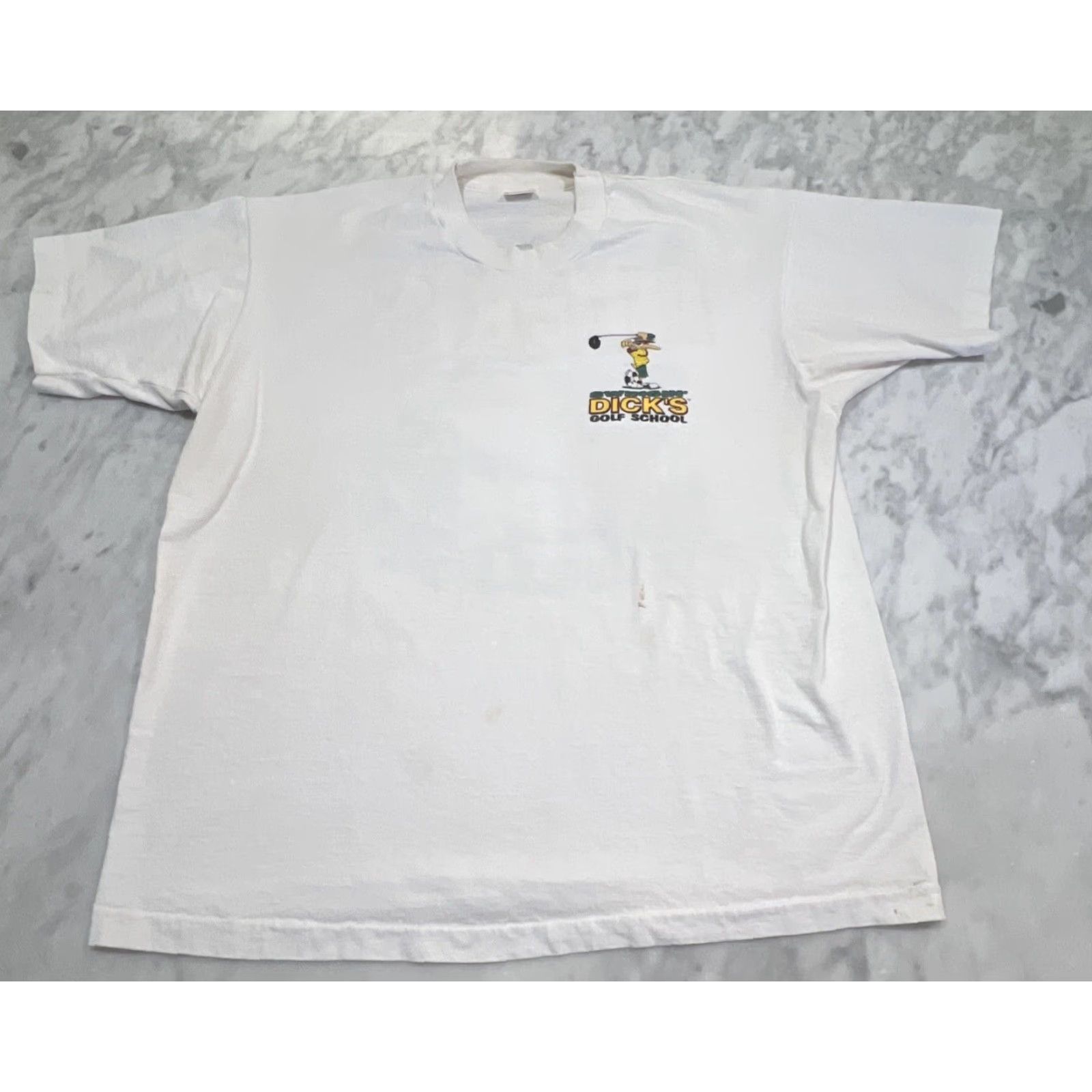 Fruit Of The Loom VINTAGE Fruit Of The Loom Golf T-Shirt Men XL White Crew Neck Short Sleeve 1990s Golfer 90s Funny Dick’s Swingin’ Golf School Shirt Size US XL / EU 56 / 4 - 5 Thumbnail