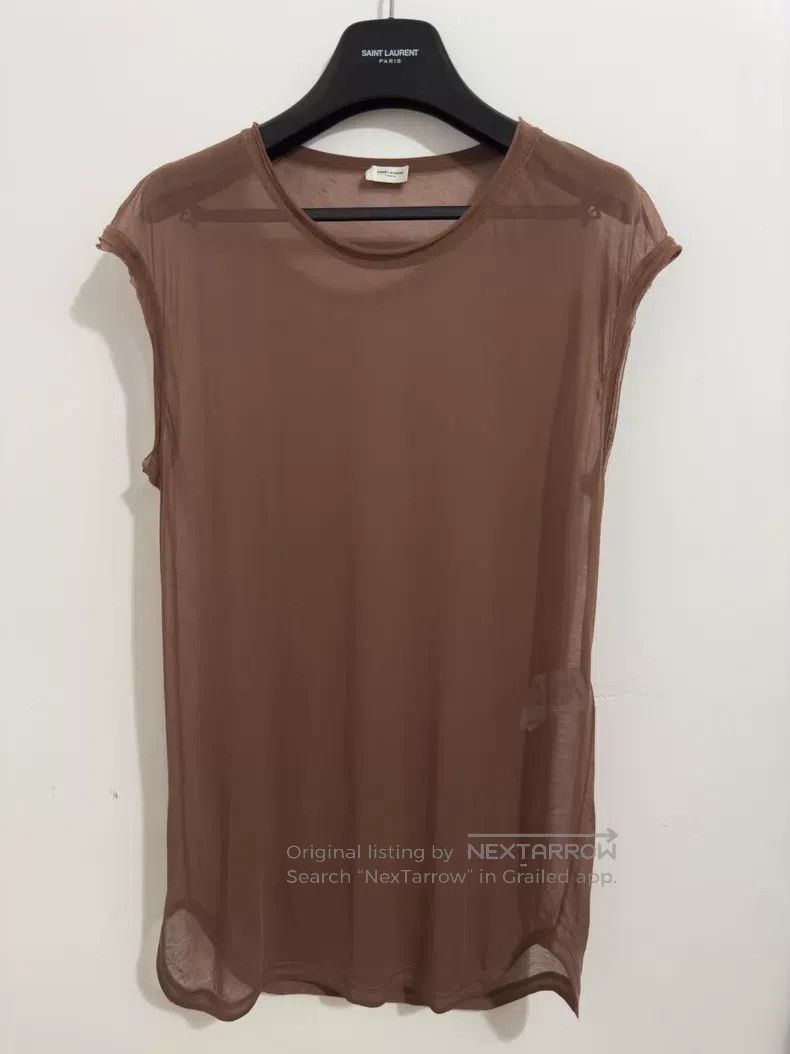 Saint Laurent Paris Saint Laurent Paris Brown Chiffon Destroyed Sleeveless Ves Size L / US 10 / IT 46 - 1 Thumbnail