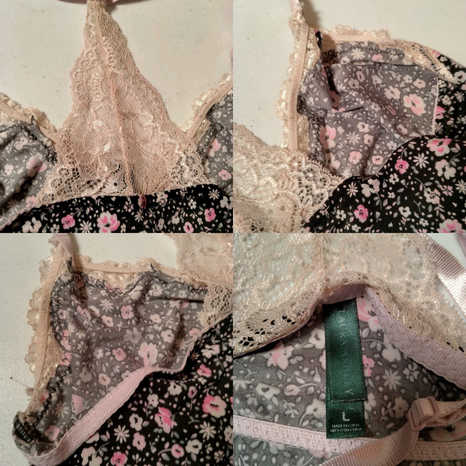 Laura Ashley Laura Ashley Tank Top Camisole Women L Black Pink Floral Lace Sleepwear Couquette Size L / US 10 / IT 46 - 8 Thumbnail