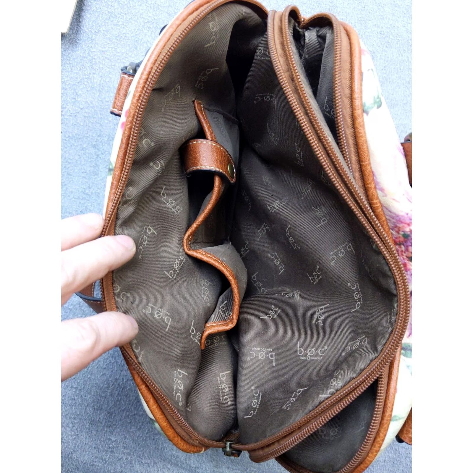 Vintage VINTAGE B.o.c Floral Tapestry Shoulder Bag Womens Brown Faux Leather Zip Purse Handbag Size ONE SIZE - 5 Thumbnail