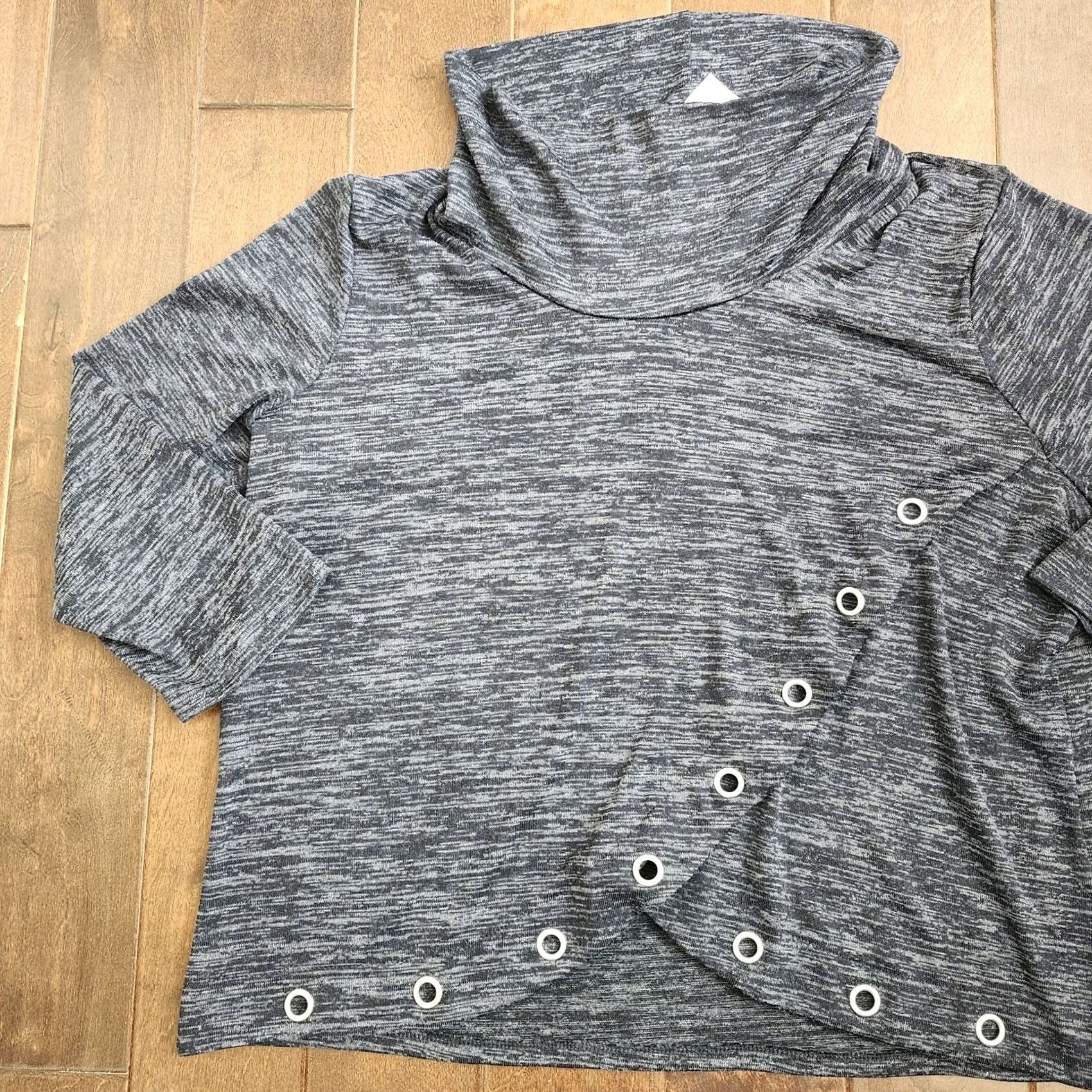 Vintage NY Collection Women's Gray Heathered Cross Over Cowl Neck Blouse - Size 3X Size XXL / US 16-18 / IT 52-54 - 3 Thumbnail