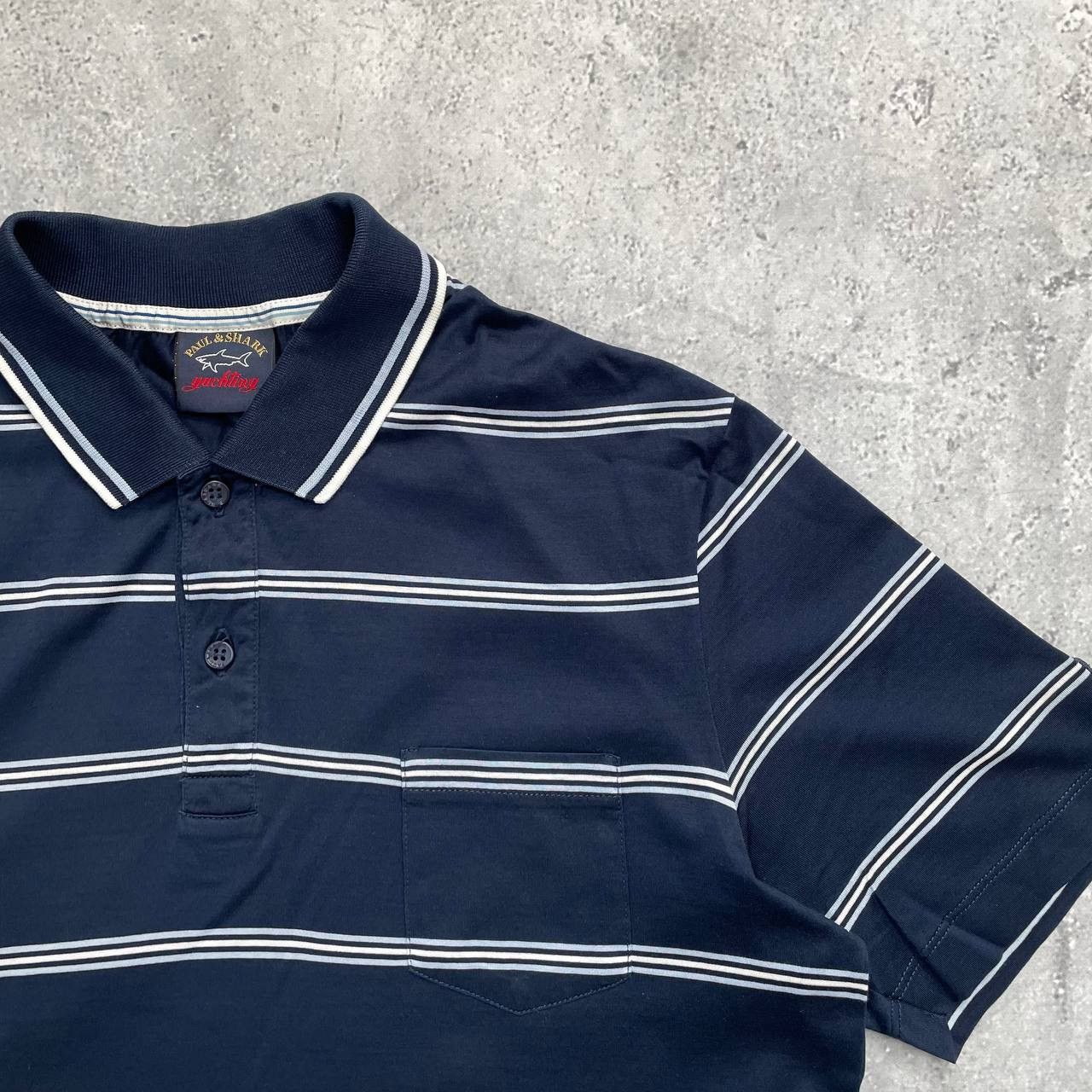 Paul & Shark Paul & Shark Striped Pocket Polo Shirt Blue/ White Size M Size US M / EU 48-50 / 2 - 10 Thumbnail