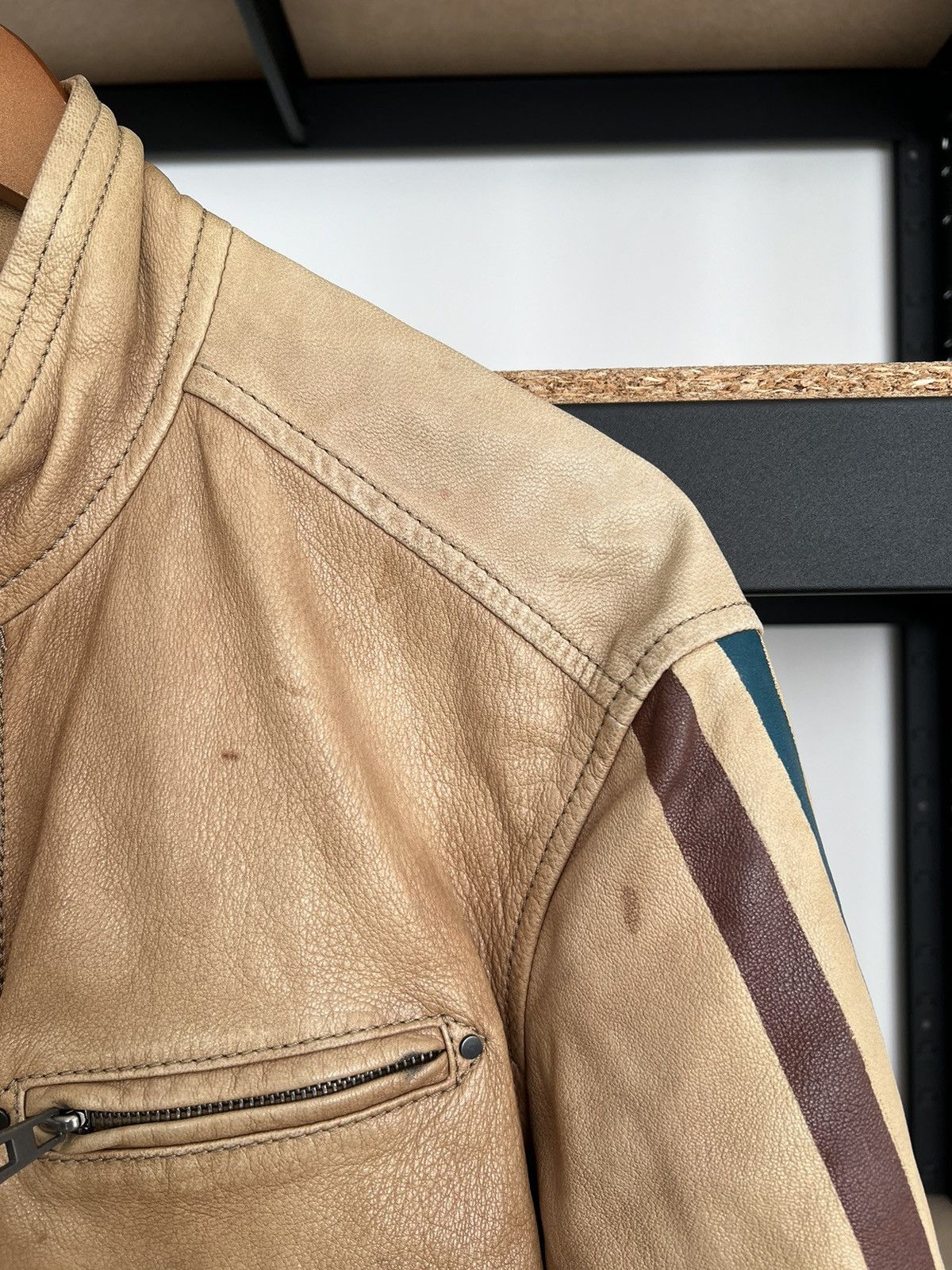 Strellson Strellson Moto Racing Faded Leather Jacket Sz 52 Size US L / EU 52-54 / 3 - 7 Thumbnail