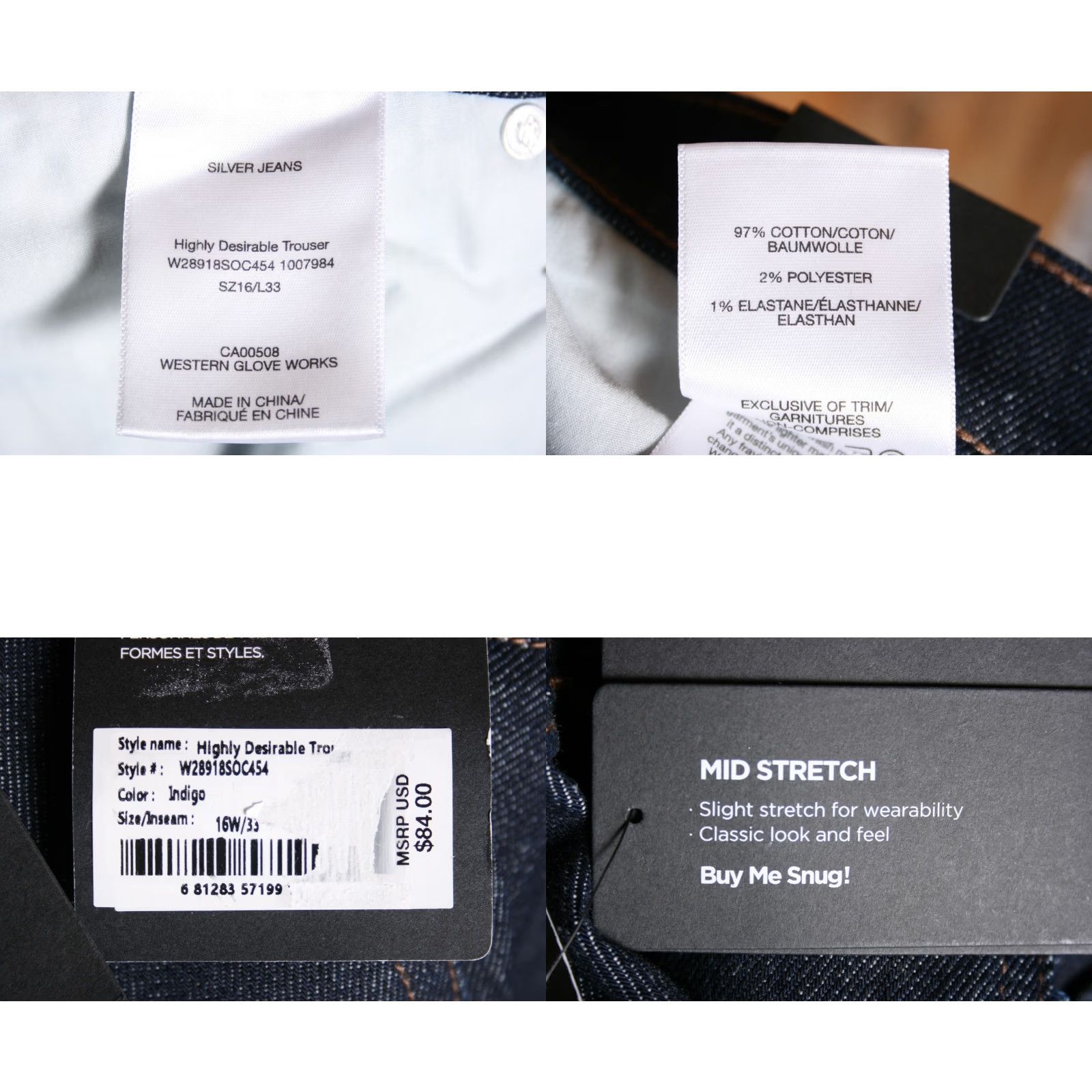 Silver Jeans Co. SILVER Jeans Blue Denim Jeans Sz. 16 L33 High Rise Wide-Leg 5-Pocket Womens Size 38" / US 16 / IT 52 - 8 Thumbnail