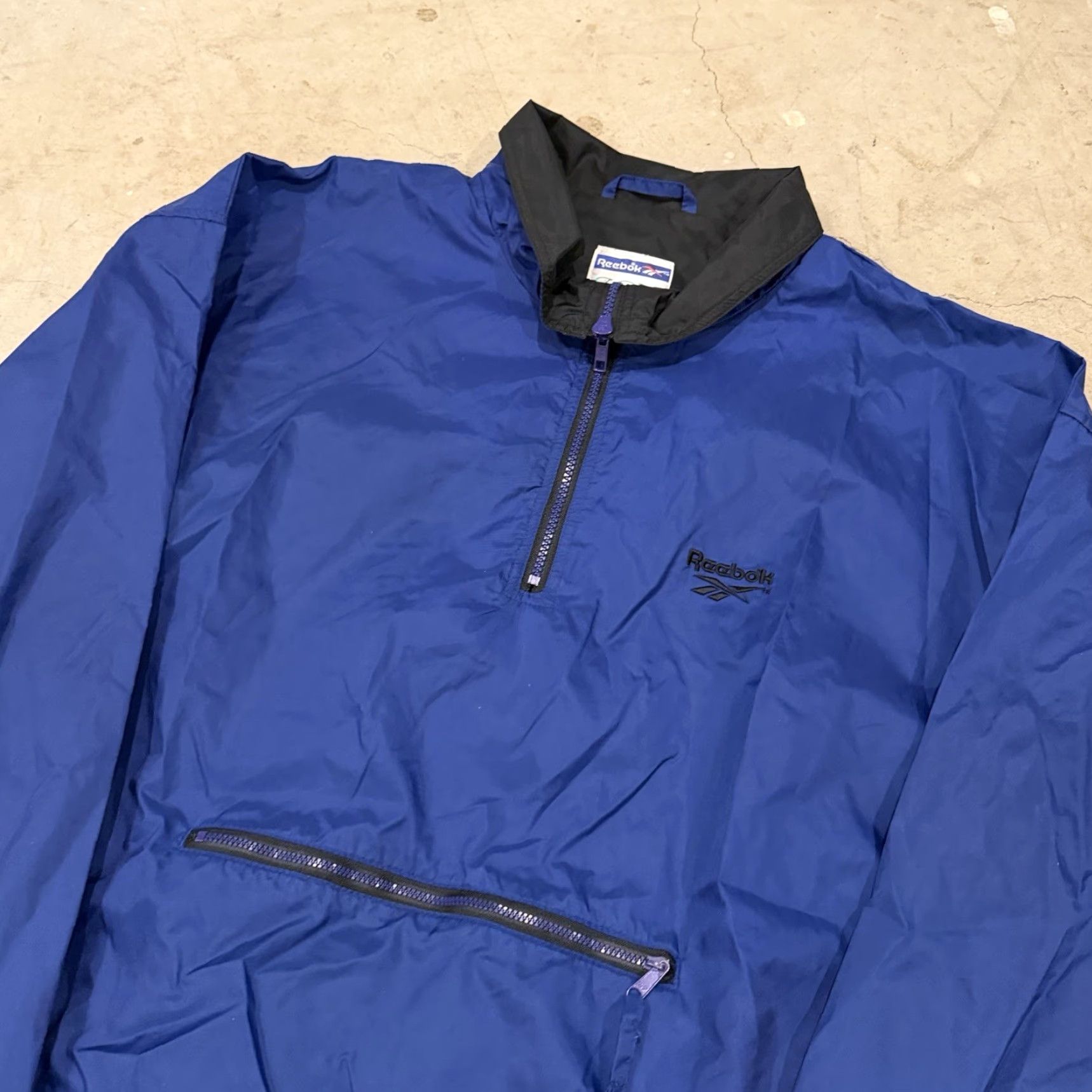 Reebok VINTAGE Reebok Jacket Blue Black 1/4 Zip Windbreaker Jacket L Men Size US L / EU 52-54 / 3 - 5 Thumbnail