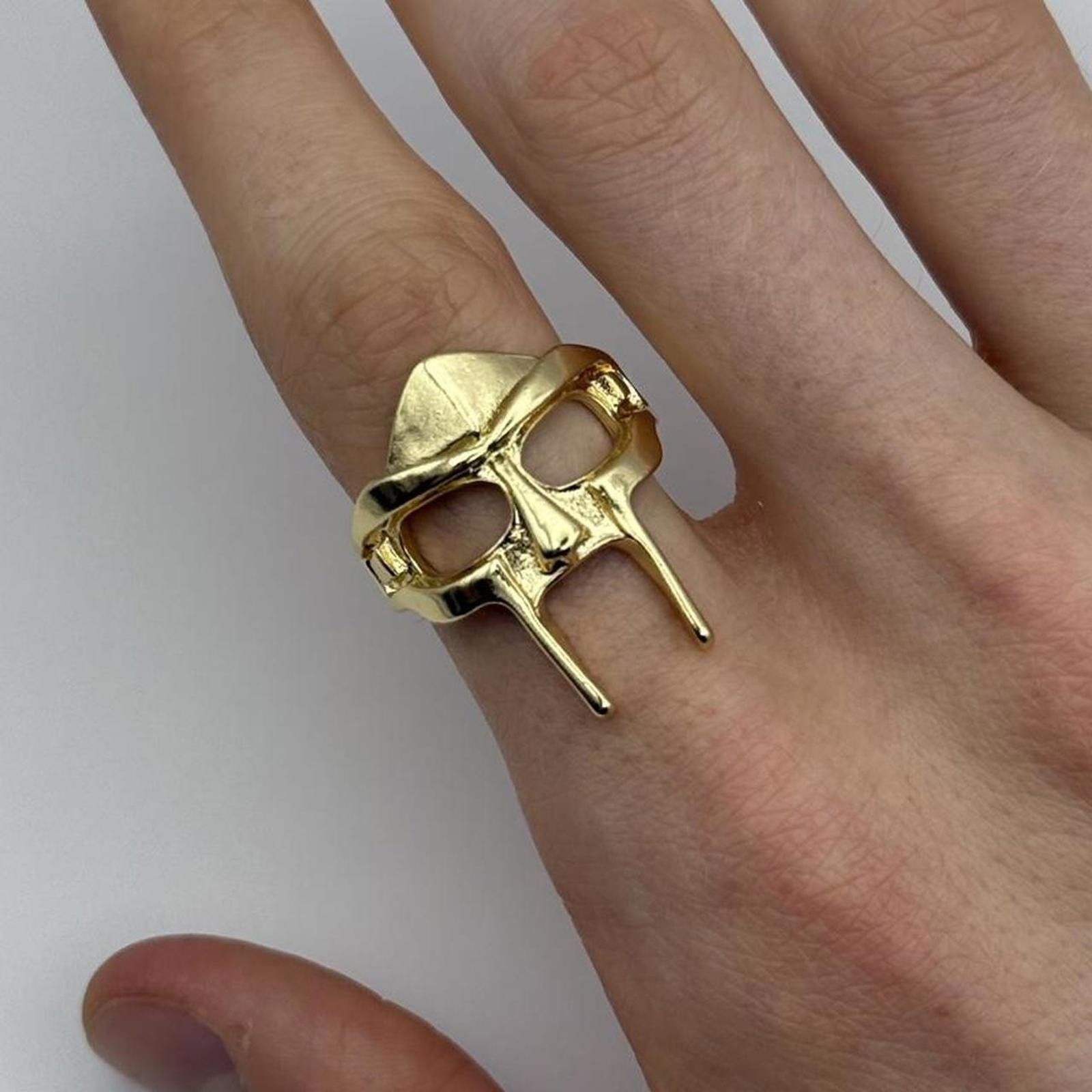 Other y2k 2000s style mf doom gold ring Size ONE SIZE - 1 Thumbnail