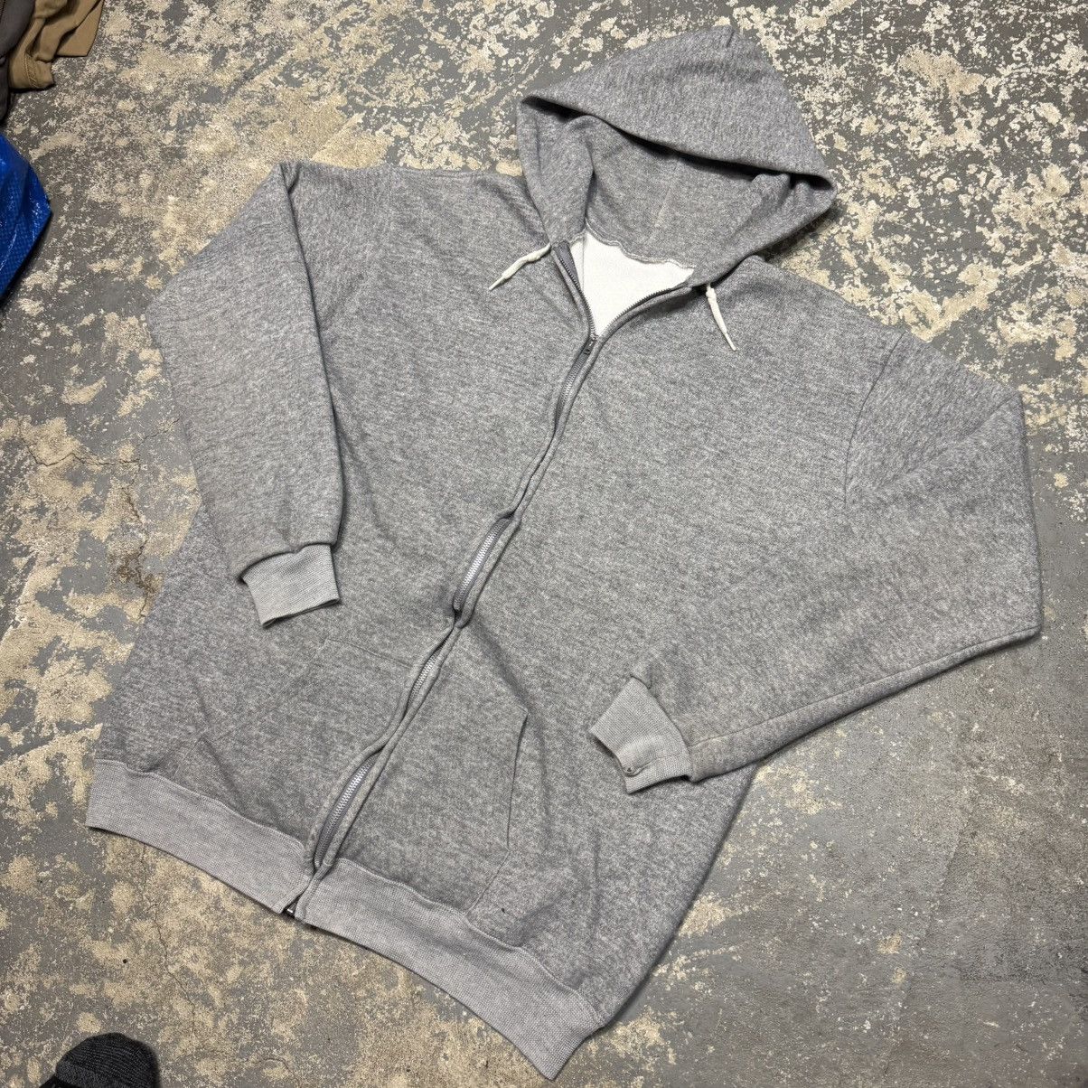 Vintage Vintage Grey Waffle Insulated Thermal Zip Hoodie Sweatshirt Size US M / EU 48-50 / 2 - 2 Thumbnail